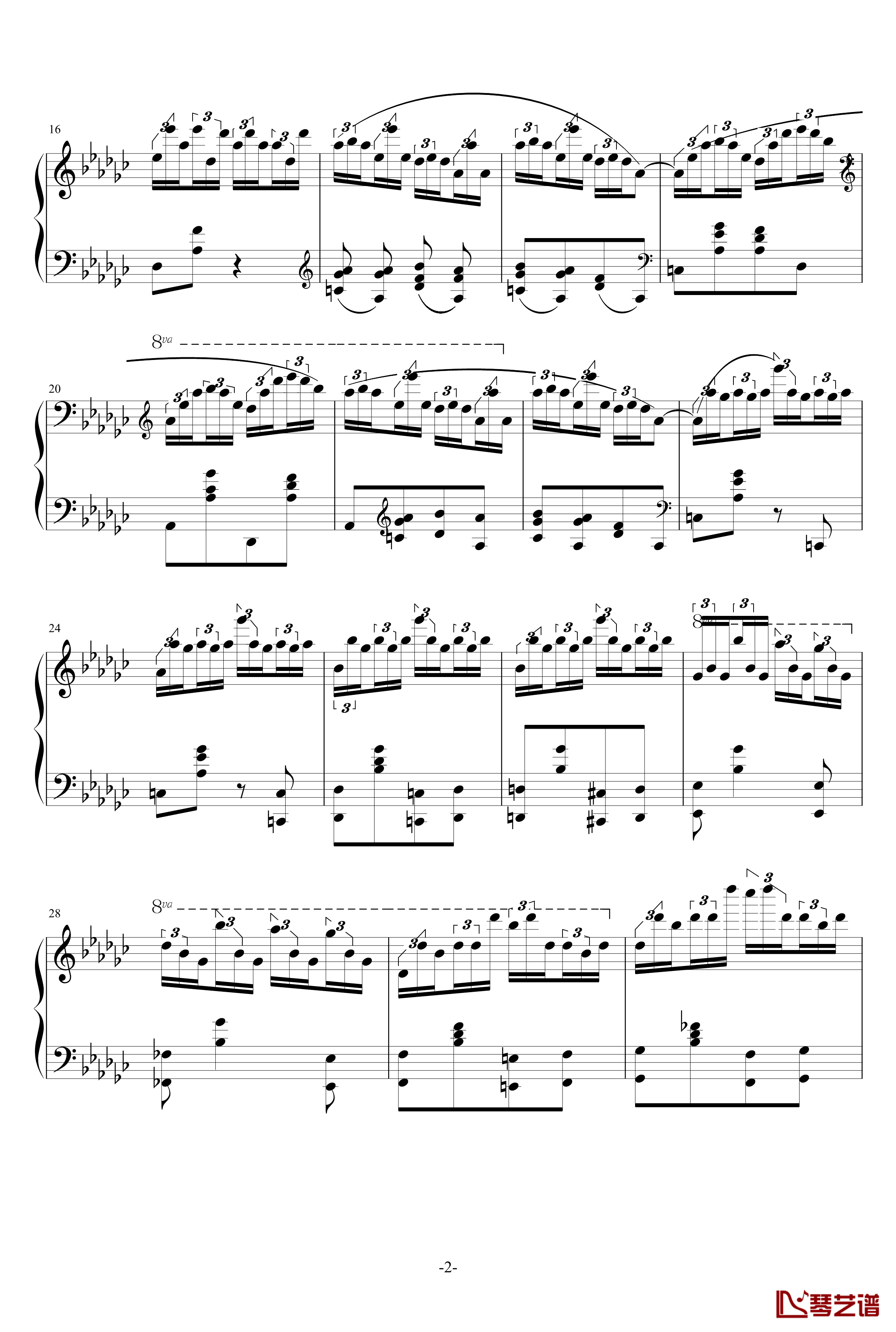 黑键练习曲改编版钢琴谱-肖邦-chopin2