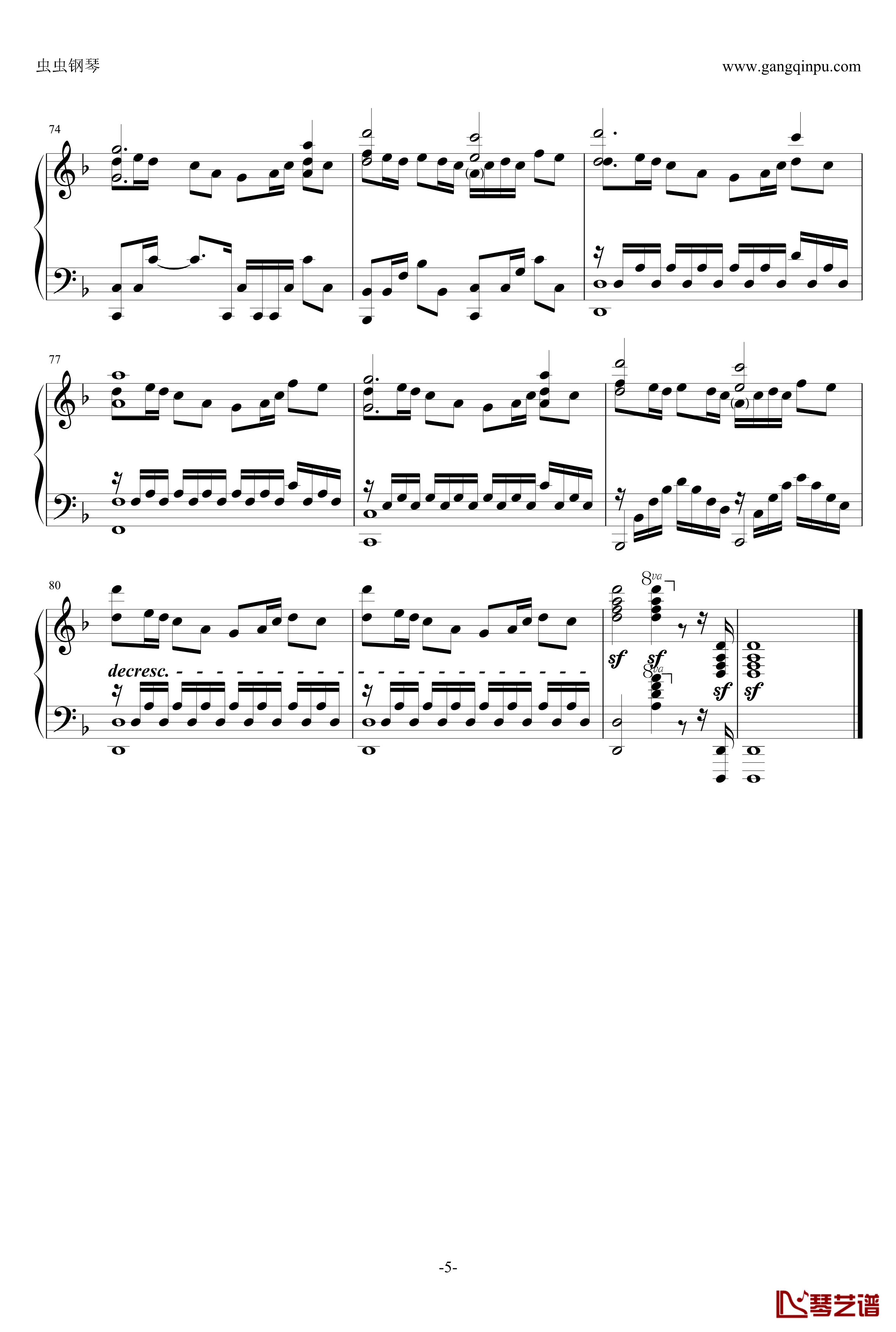 Fairy Tail Main Theme钢琴谱-妖精的尾巴主体变奏曲5