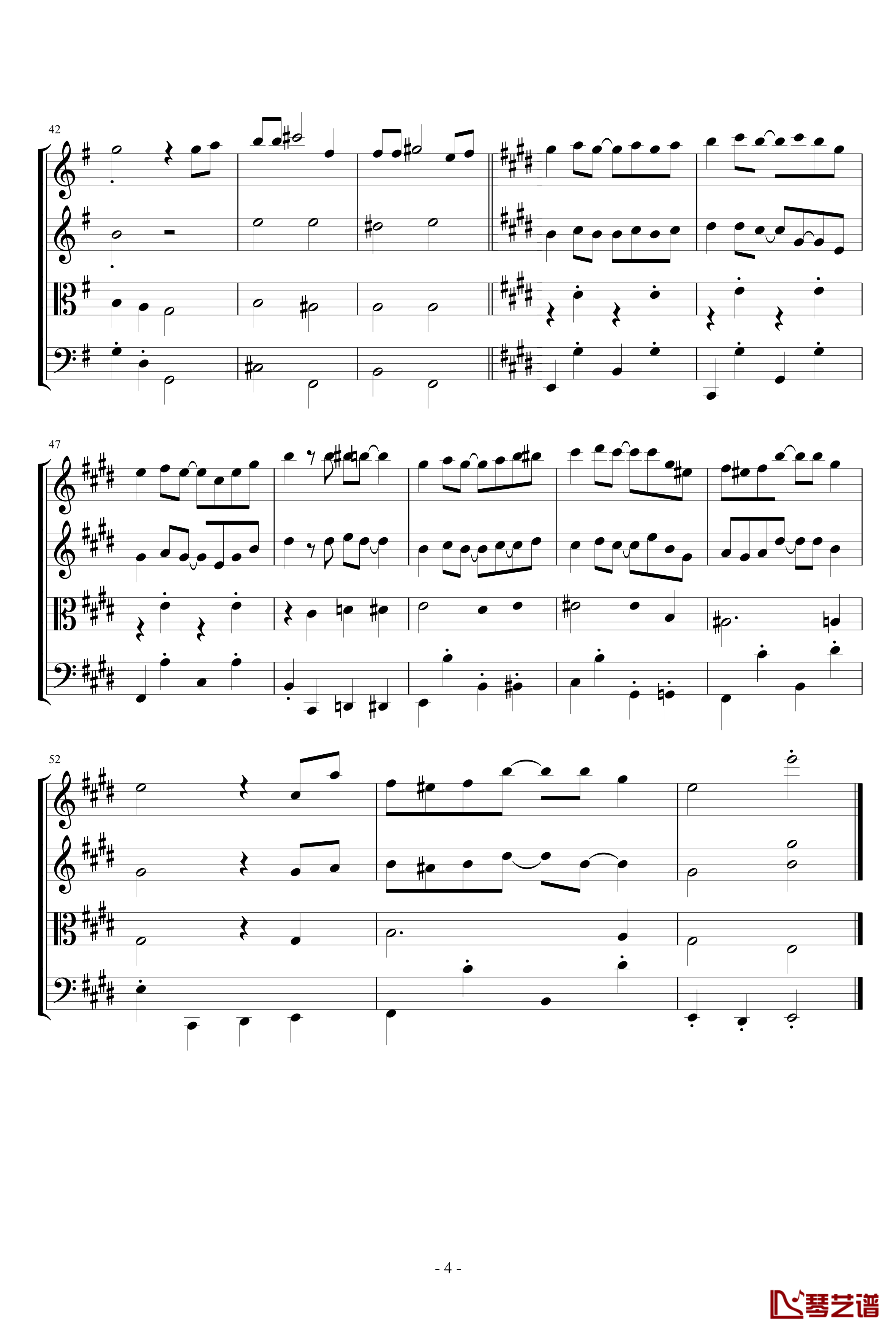 苏格兰垂耳兔钢琴谱-四重奏版-EdwardLeon4
