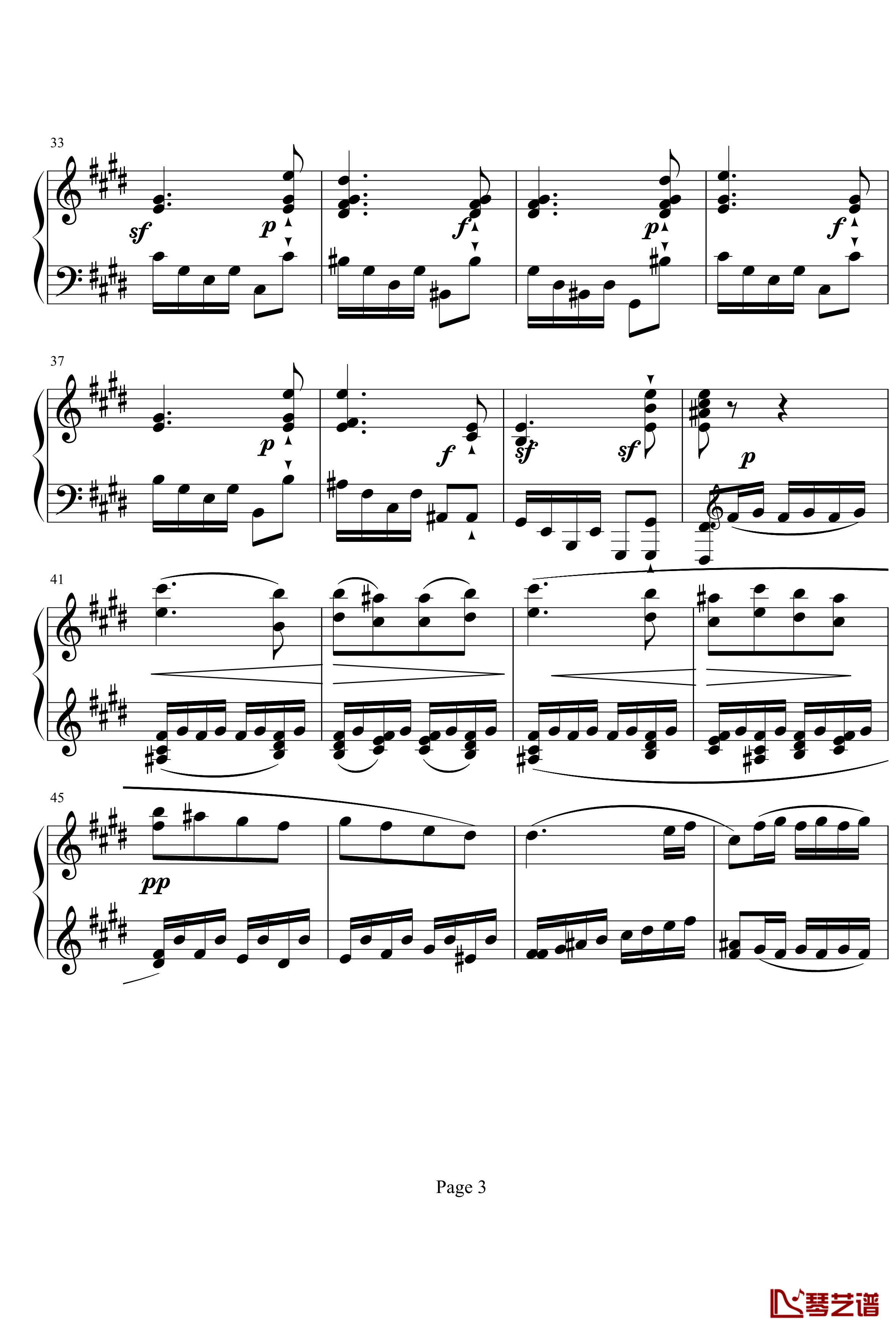 贝多芬第27钢琴奏鸣曲第二乐章钢琴谱-贝多芬3