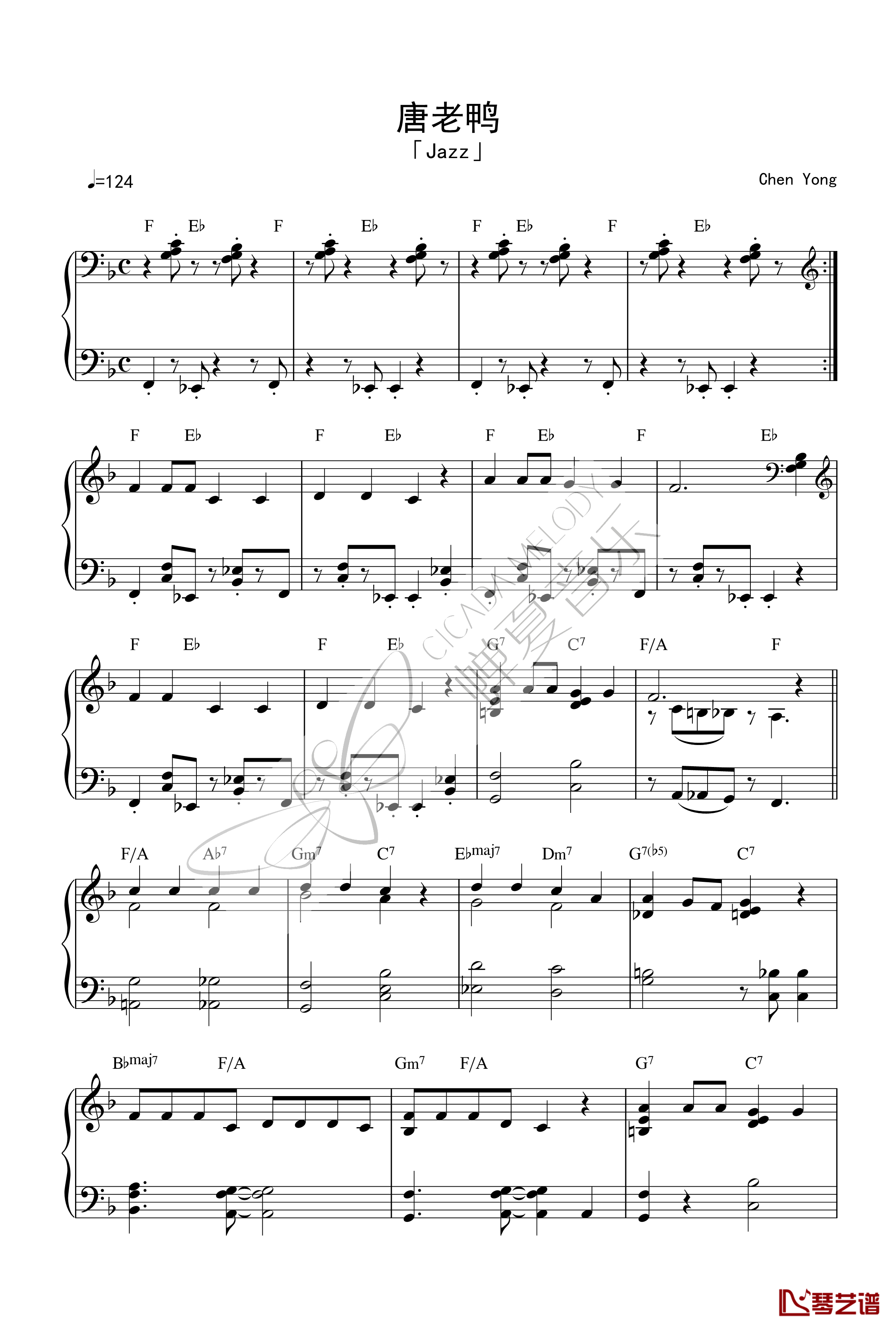 爵士版钢琴谱-唐老鸭1