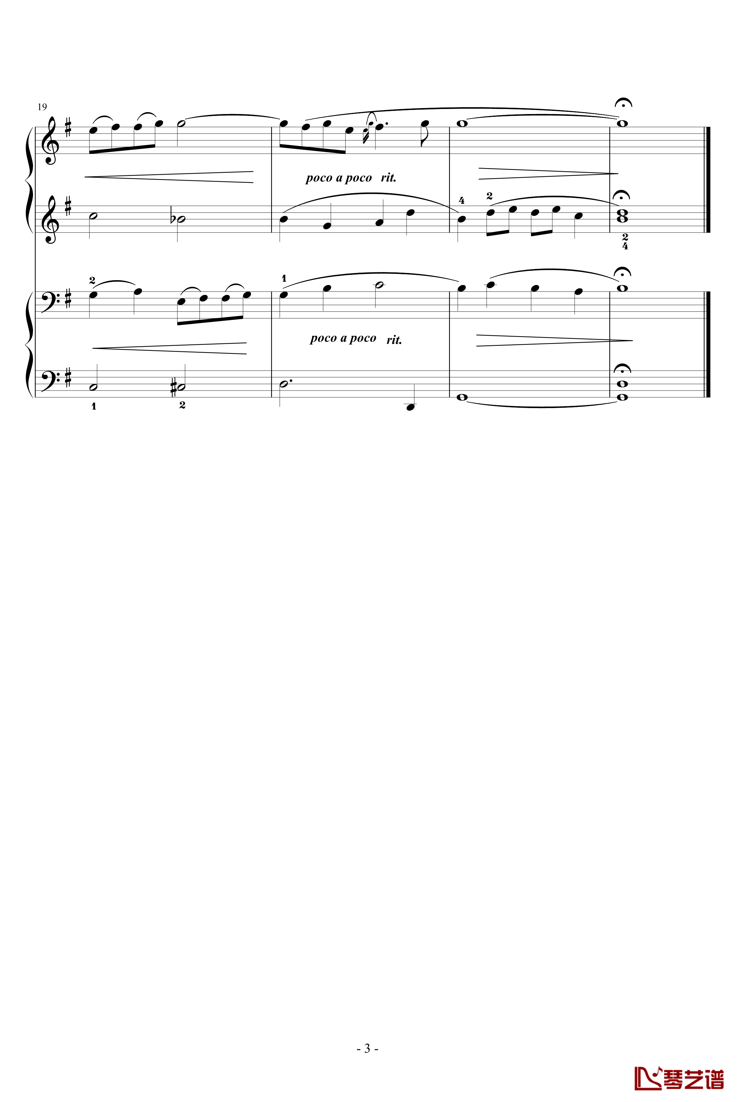 如歌钢琴谱-四手联弹-巴赫-P.E.Bach3
