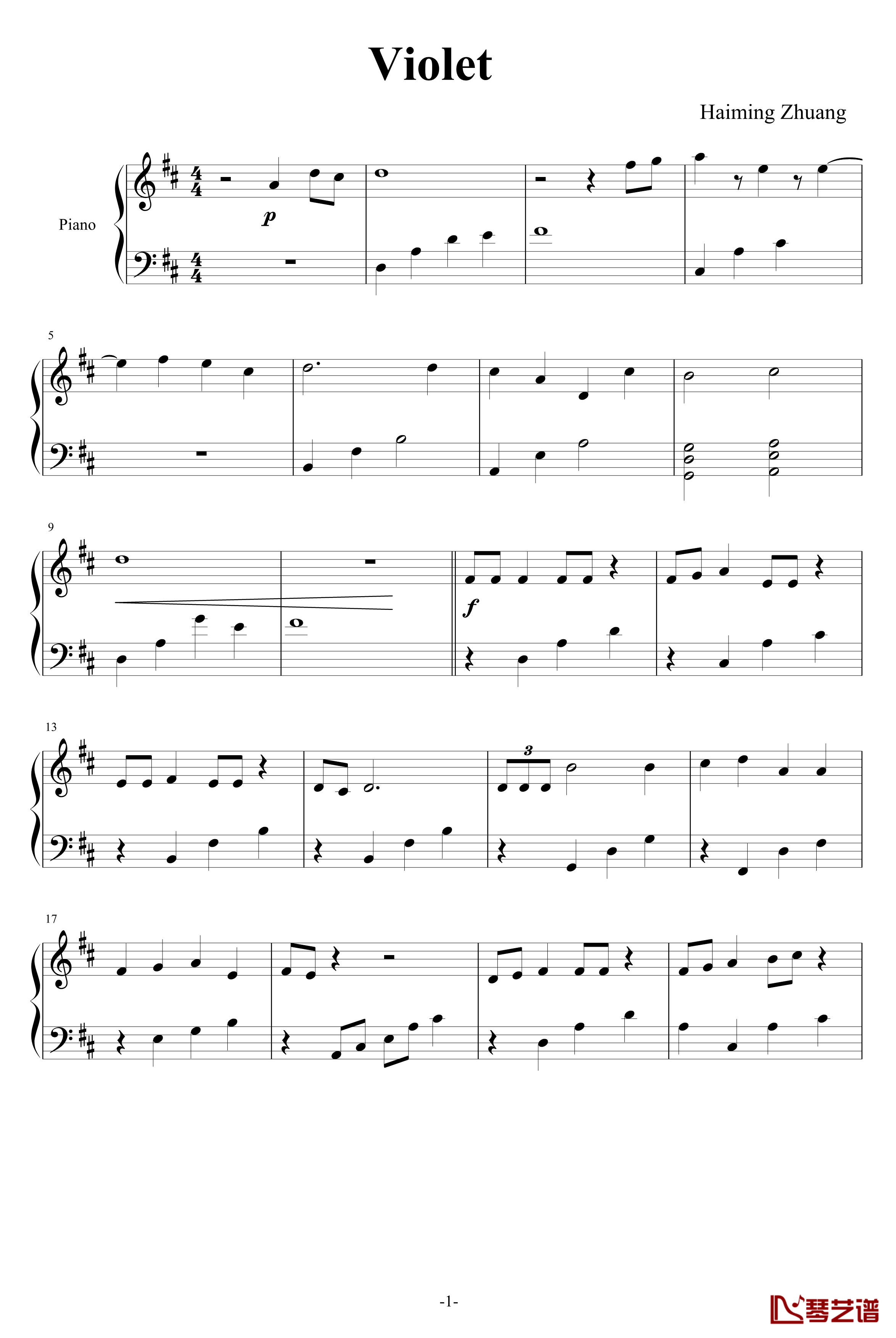 Violet钢琴谱-zhmvivian1