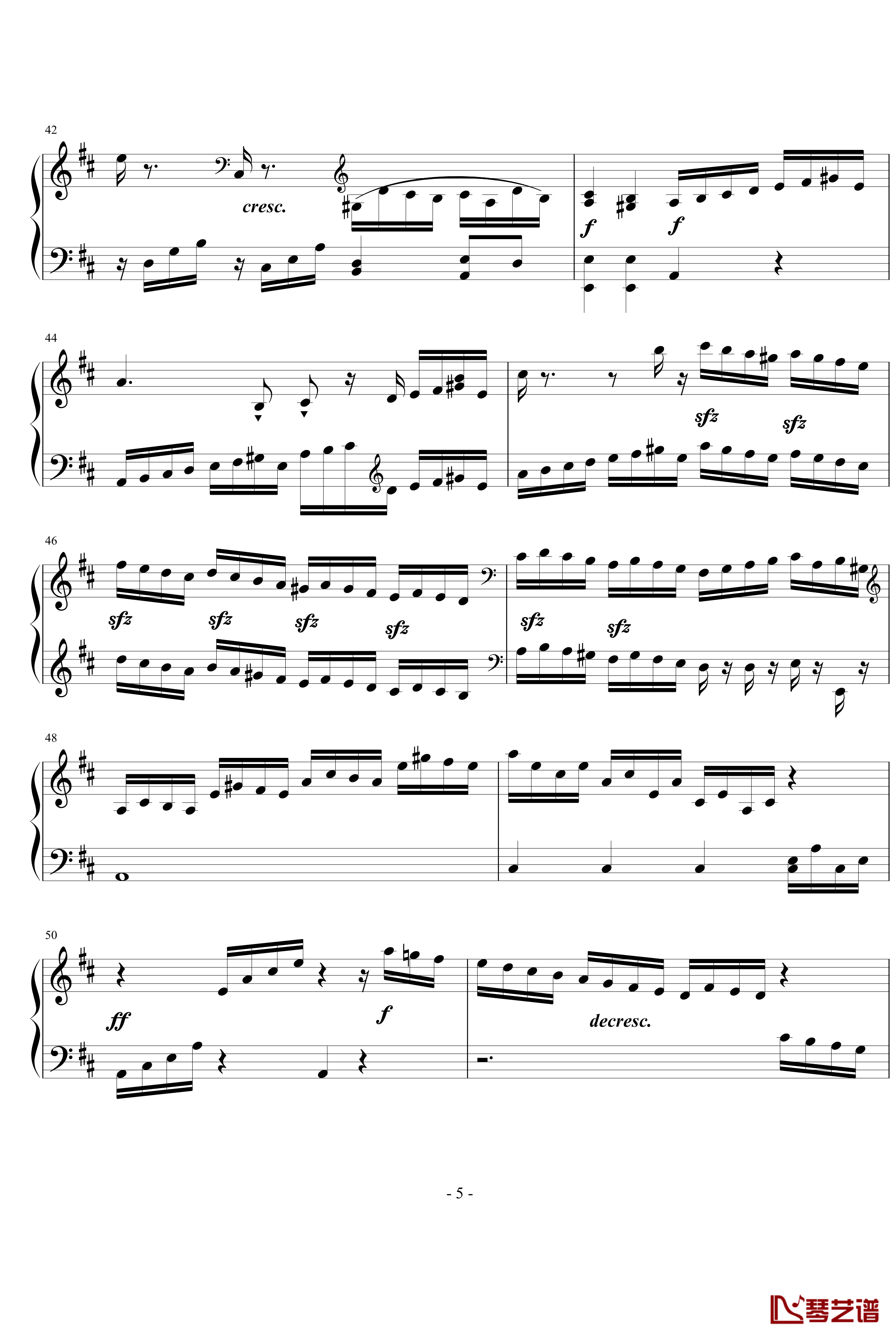 D大调奏鸣曲钢琴谱-世界名曲5
