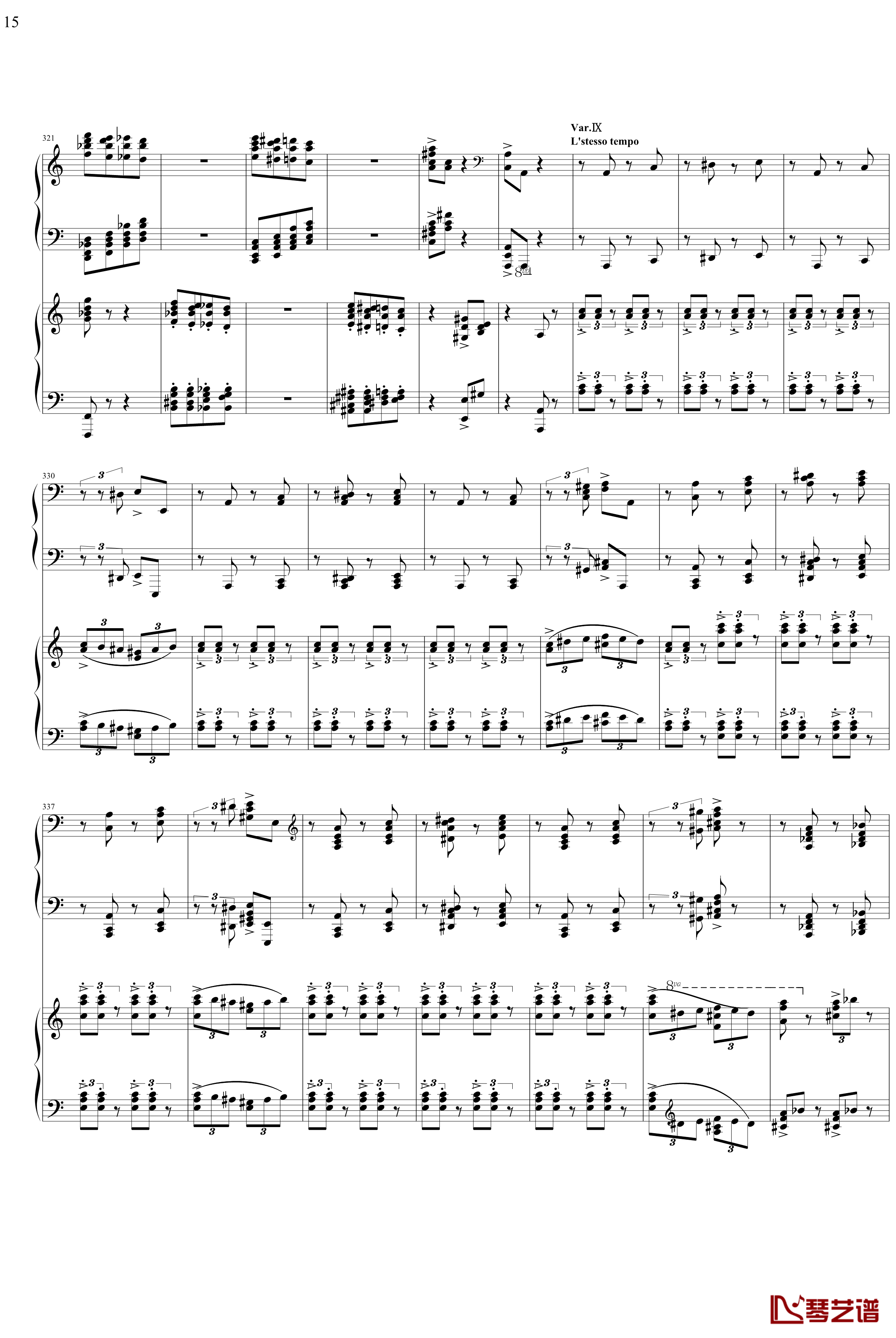帕格尼主题狂想曲钢琴谱-1~10变奏-拉赫马尼若夫15
