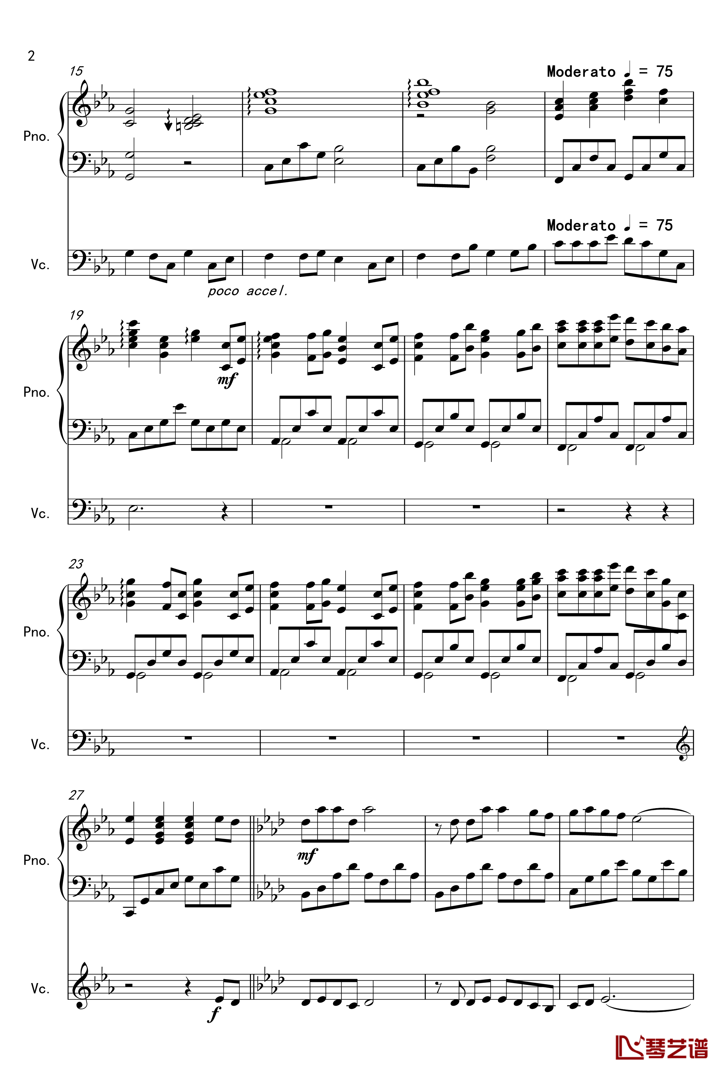 The Path Of Wind钢琴谱-大提琴钢琴二重奏-龙猫2