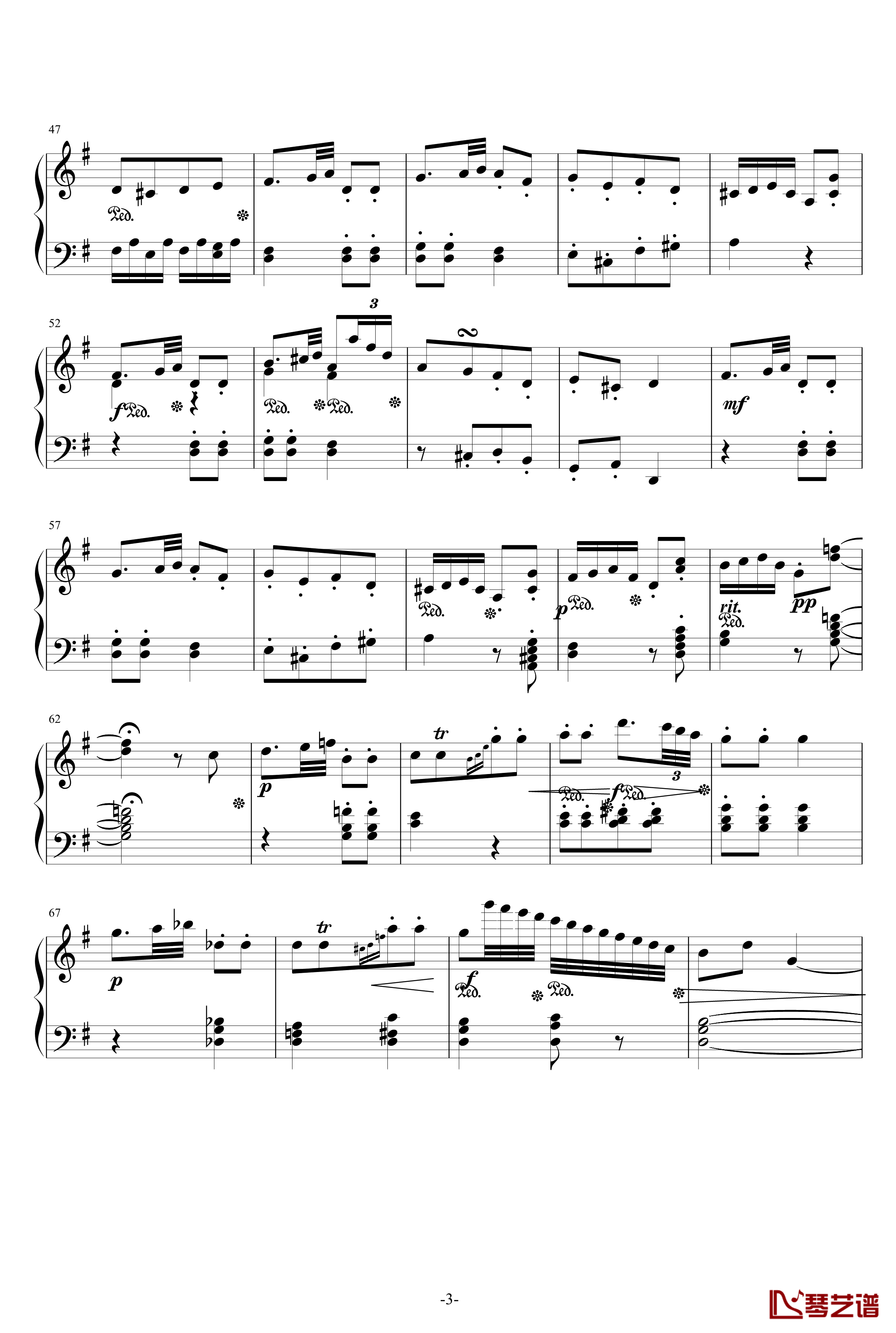 G大调小奏鸣曲第二乐章NO.3钢琴谱-灵动无痕3