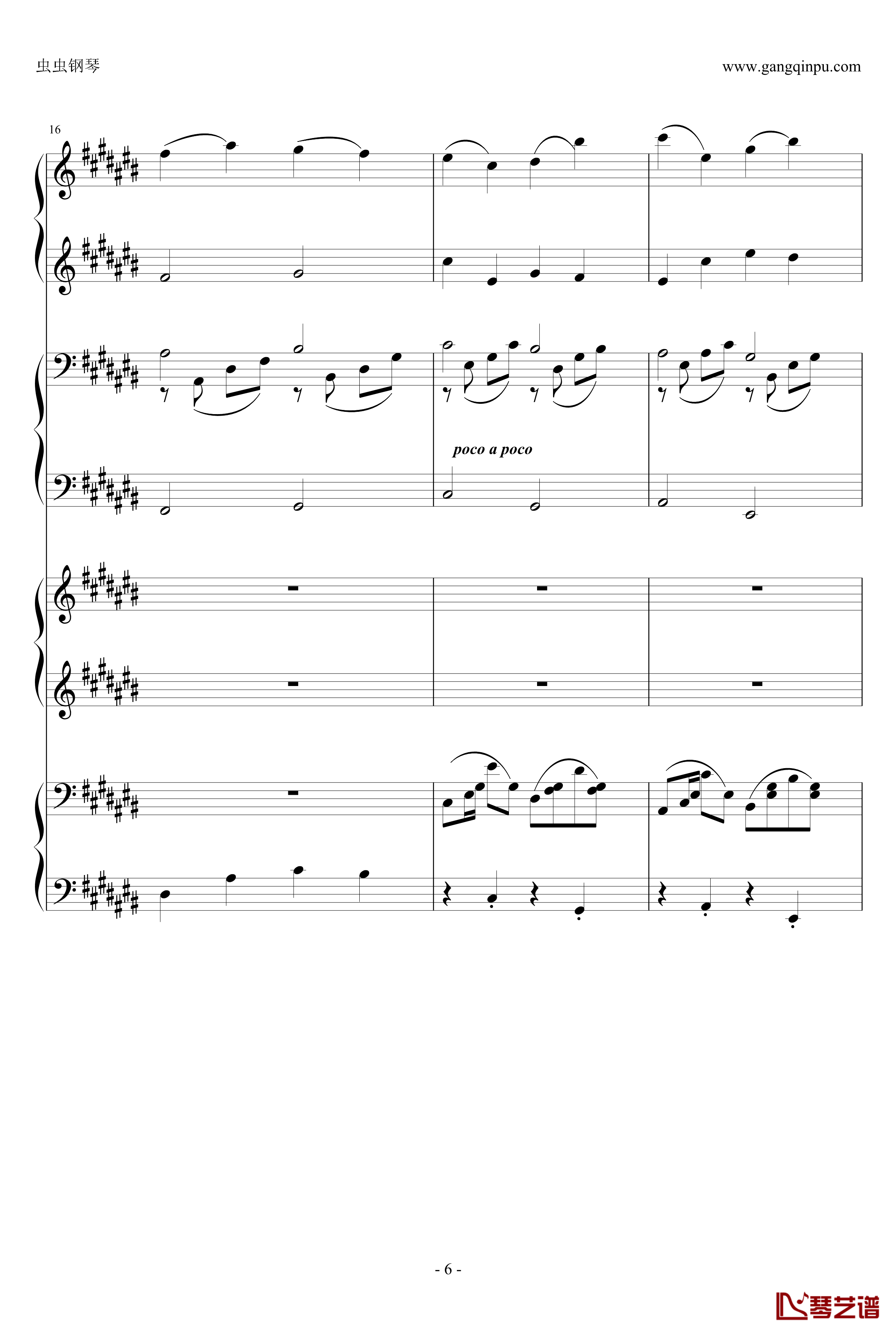 Pachelbel钢琴谱-升C大调卡农之八手莲华-帕赫贝尔6