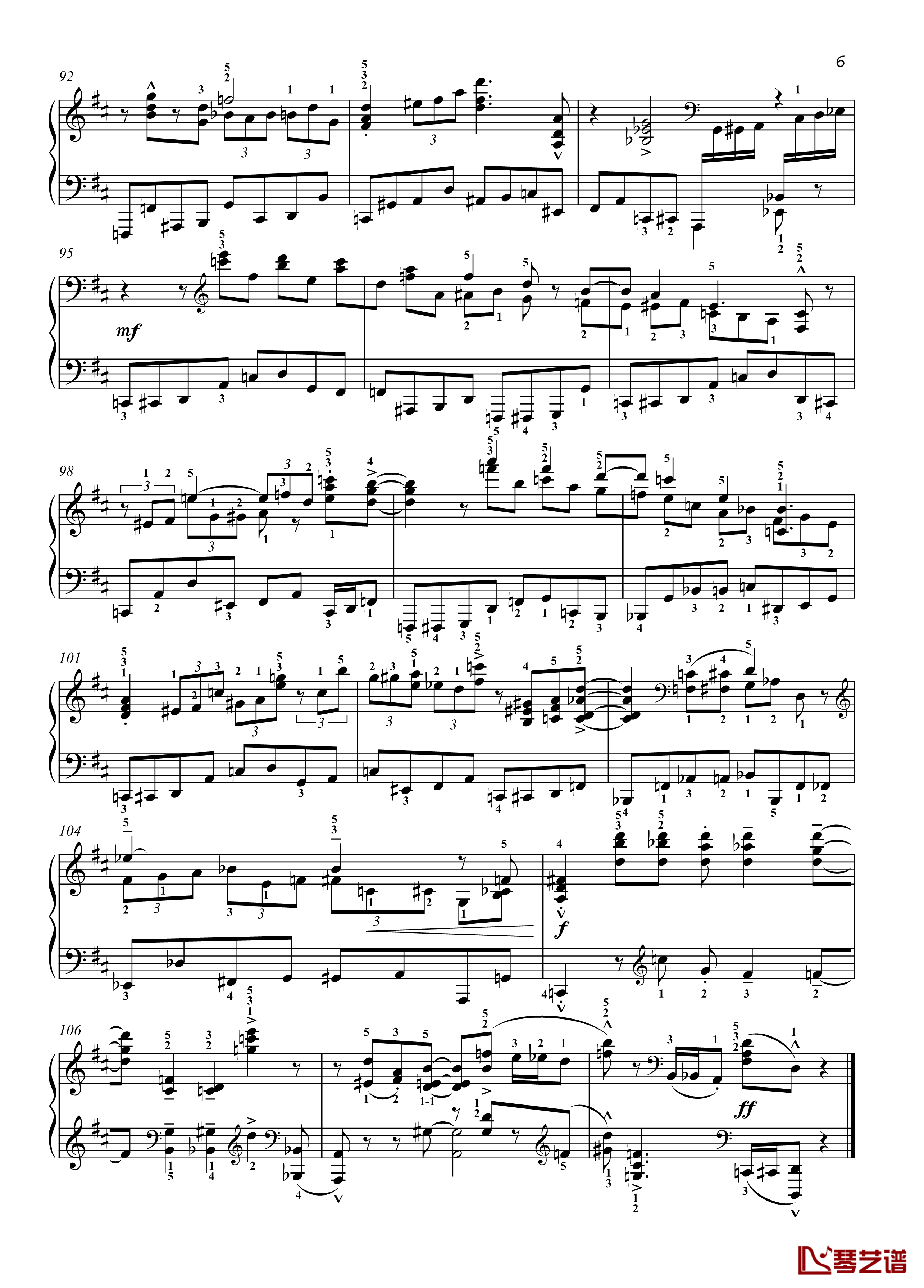 Eight Concert ?tudes Op 40 - No. 5. Shuitka钢琴谱- 八首音乐会练习曲 -爵士-尼古拉·凯帕斯汀-Nikolai Kapustin-带指法6