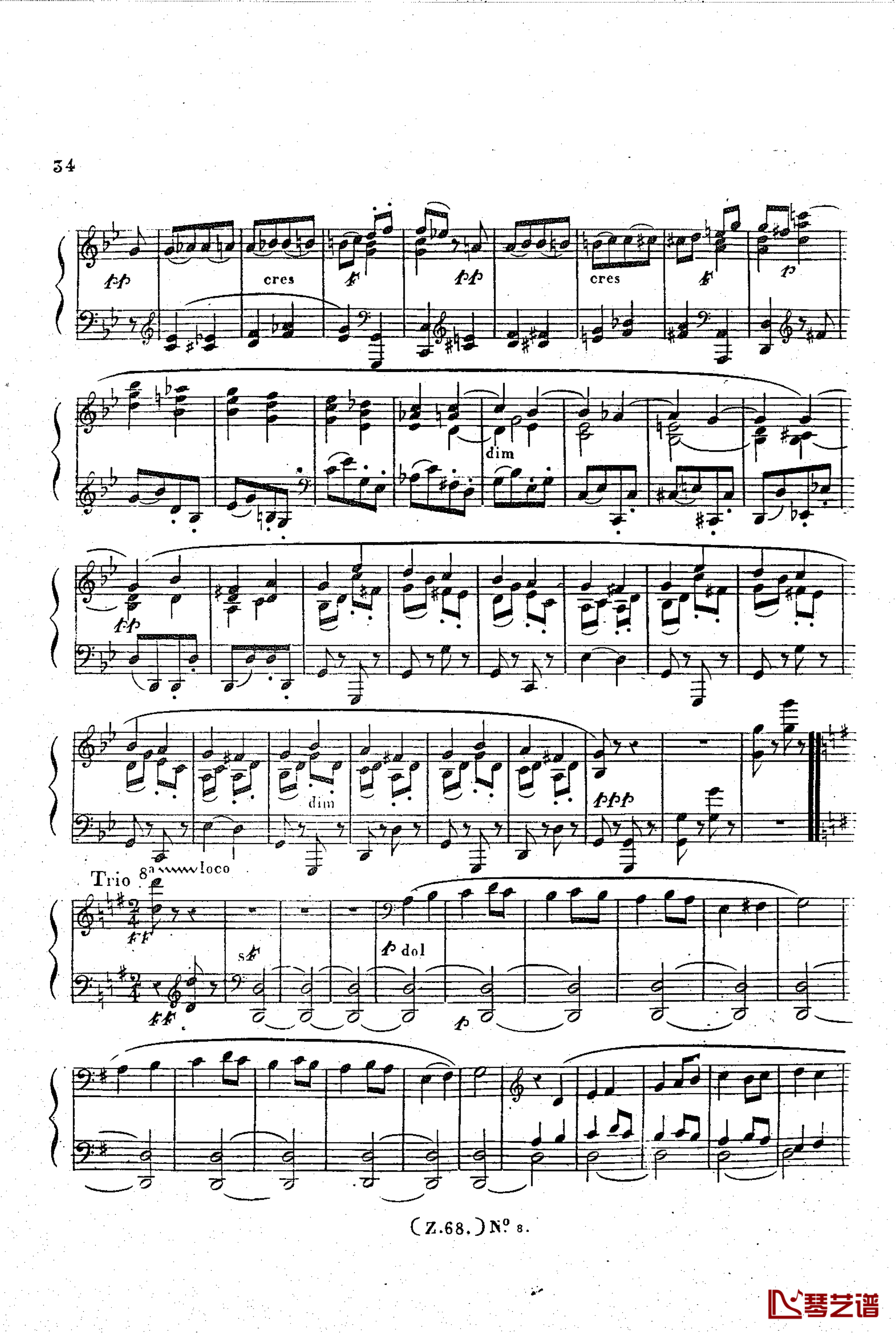  d小调第六钢琴奏鸣曲 Op.124钢琴谱-车尔尼-Czerny35