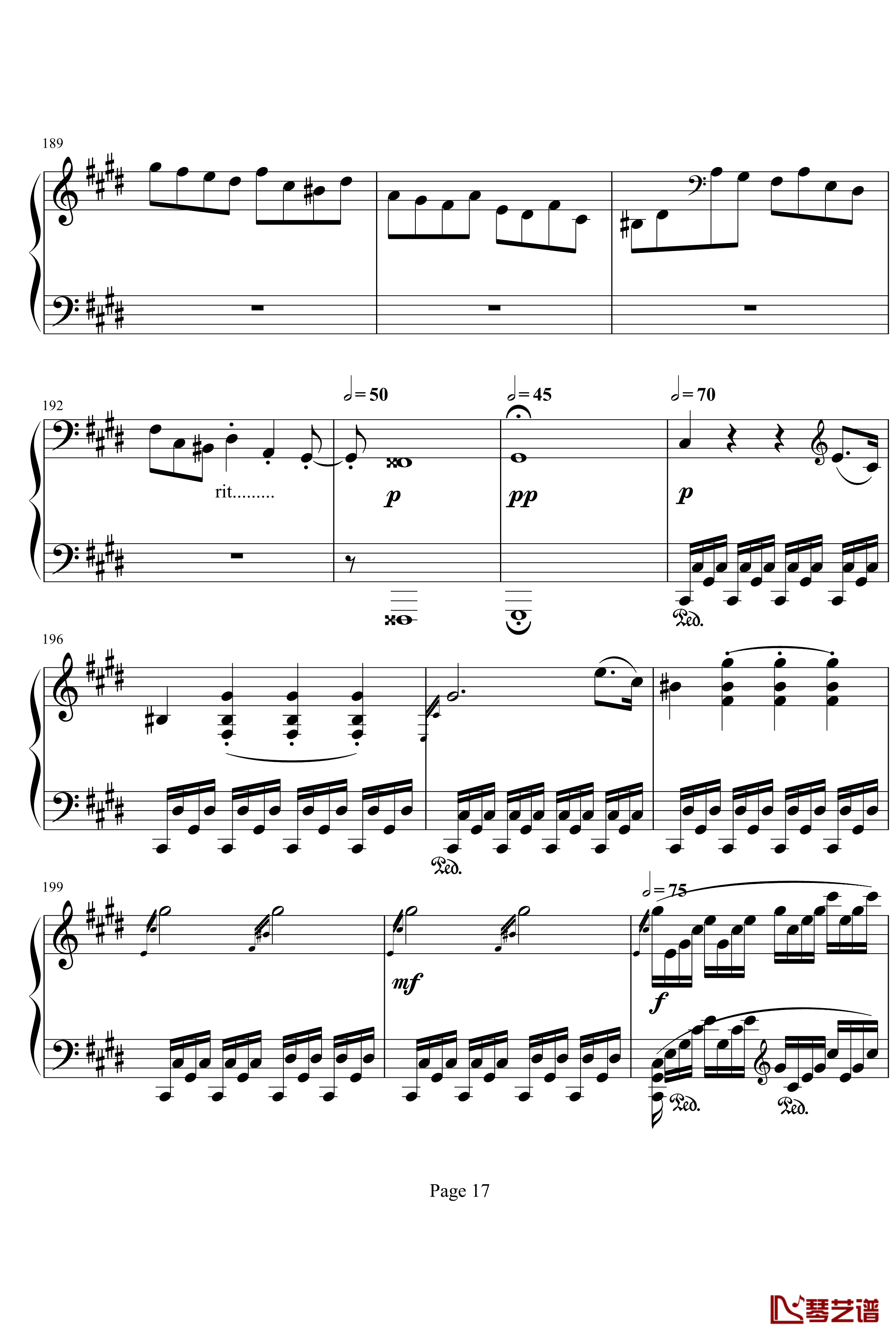 月光奏明曲钢琴谱-作品27之2-贝多芬-beethoven17