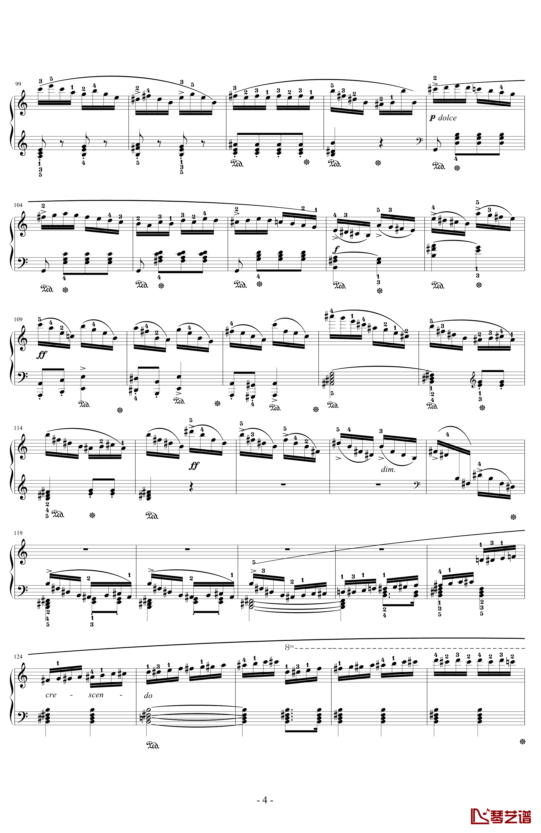 C大调第一钢琴奏鸣曲钢琴谱 Op.24 第四乐章 无穷动-韦伯4