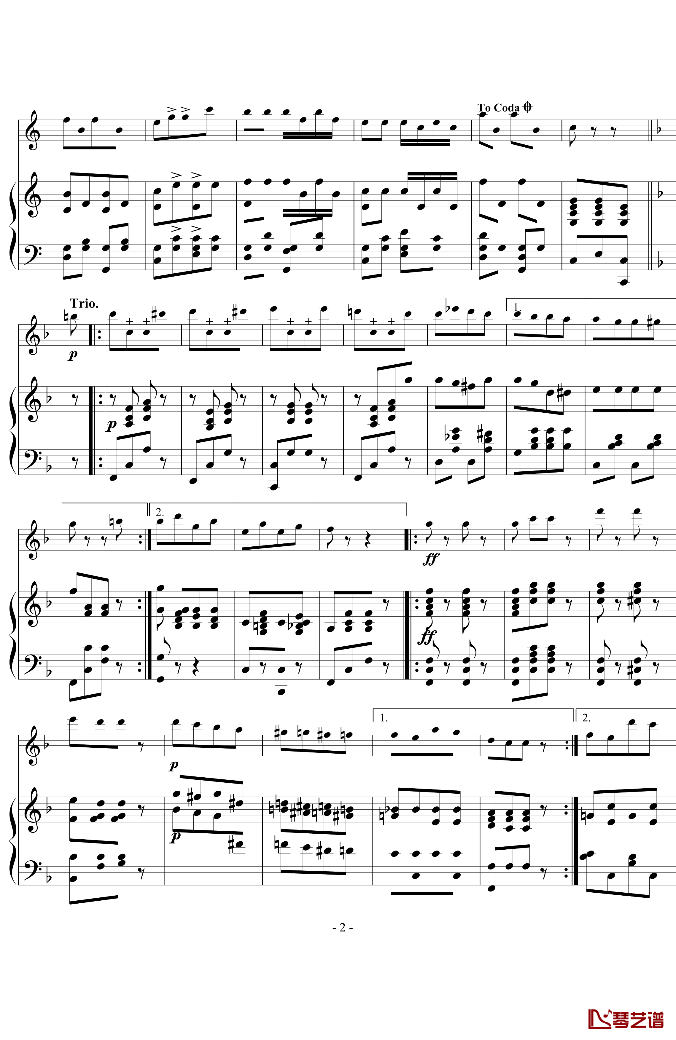 拨弦波尔卡钢琴谱-提琴、钢琴-约翰·斯特劳斯2
