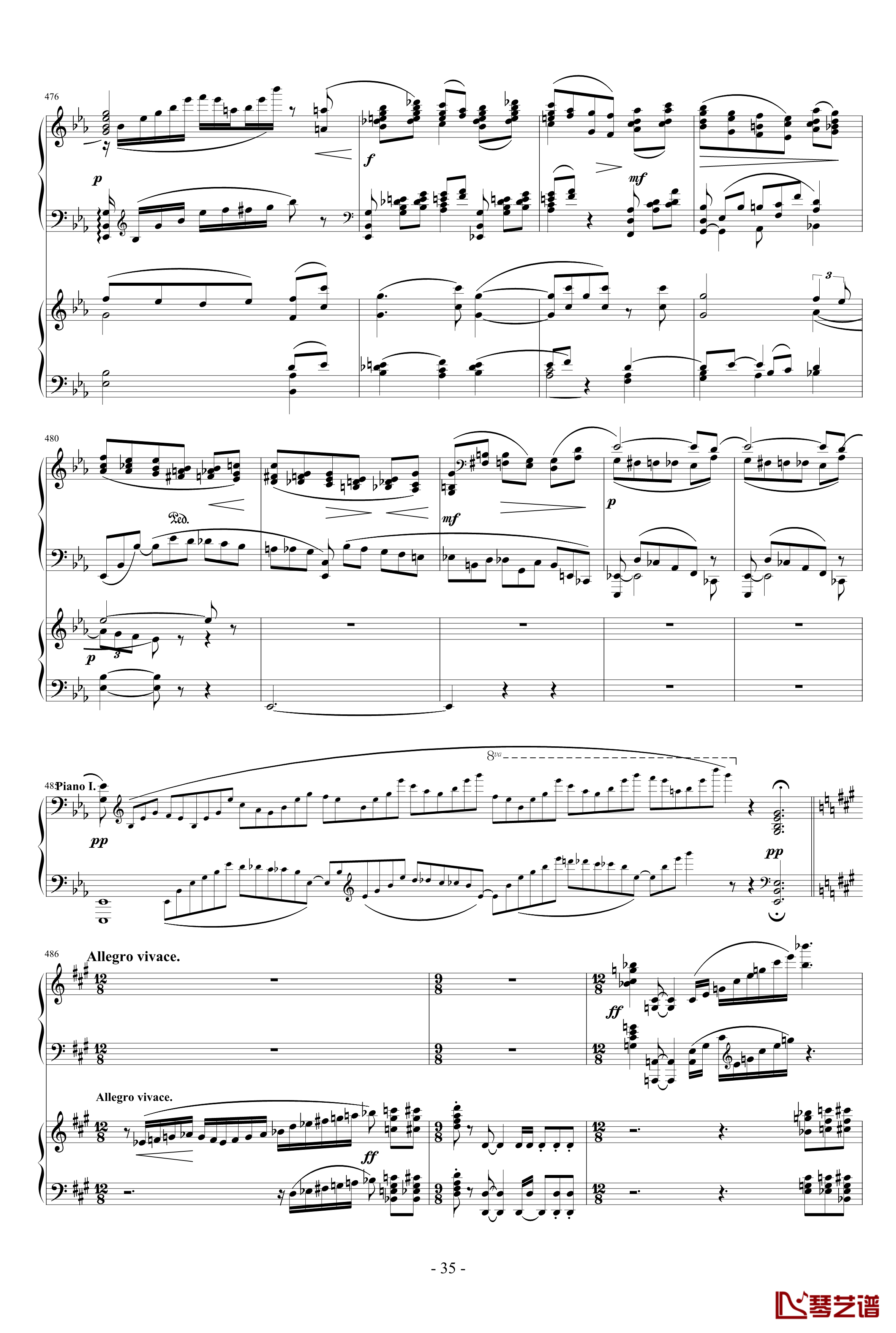 拉赫玛尼诺夫第一钢琴协奏曲 Op.1钢琴谱-拉赫马尼若夫35