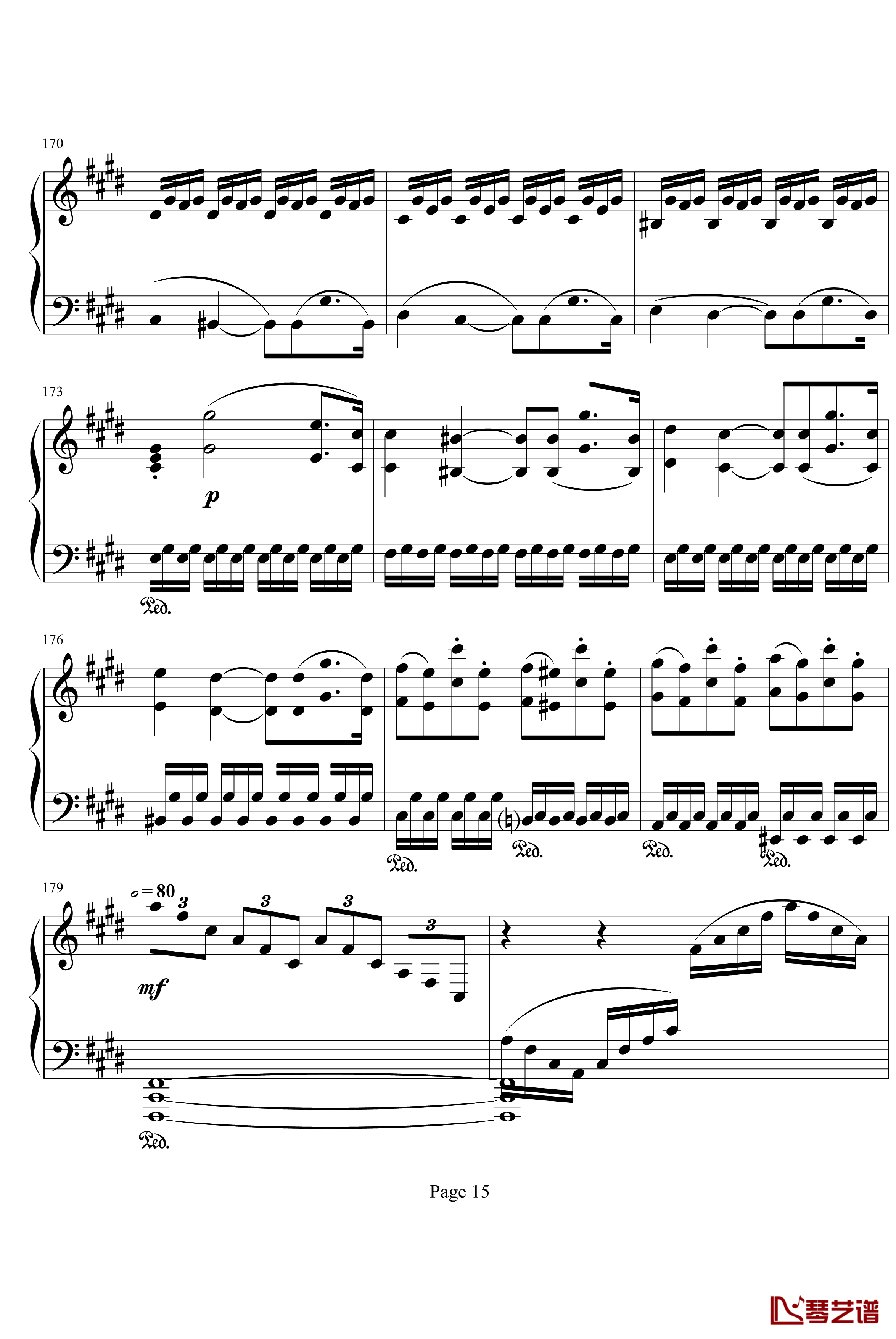 月光奏明曲钢琴谱-作品27之2-贝多芬-beethoven15