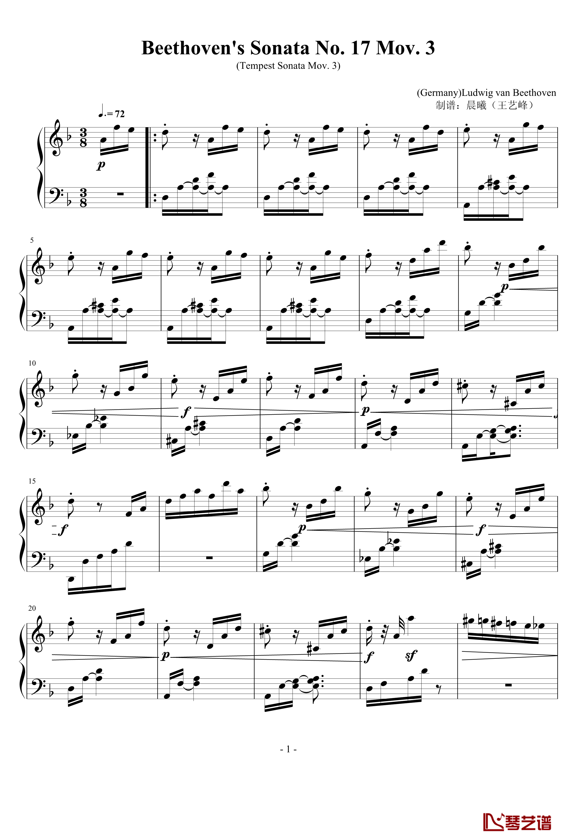暴风雨第三乐章钢琴谱-贝多芬-beethoven1