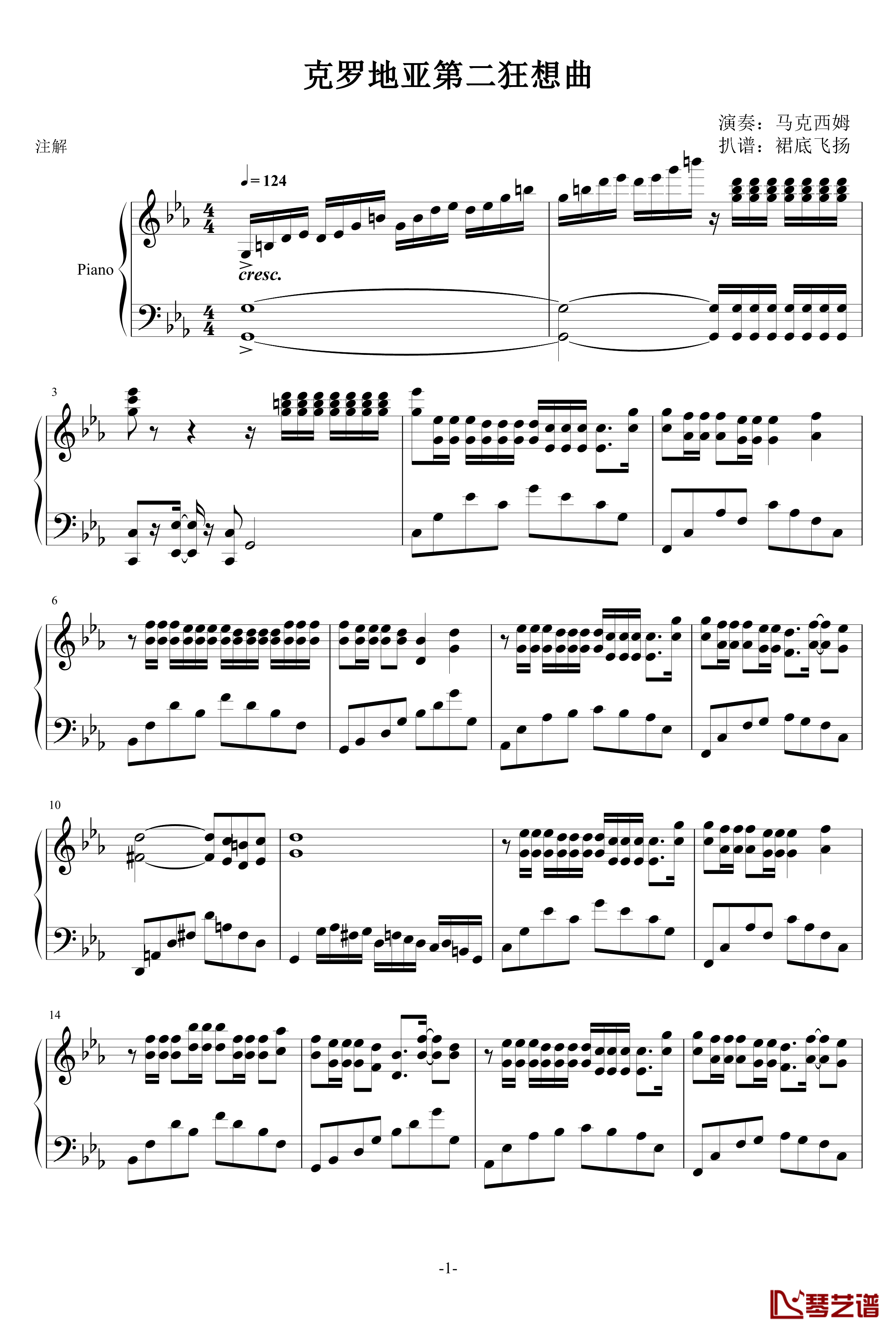克罗地亚第二狂想曲钢琴谱-马克西姆-Maksim·Mrvica1