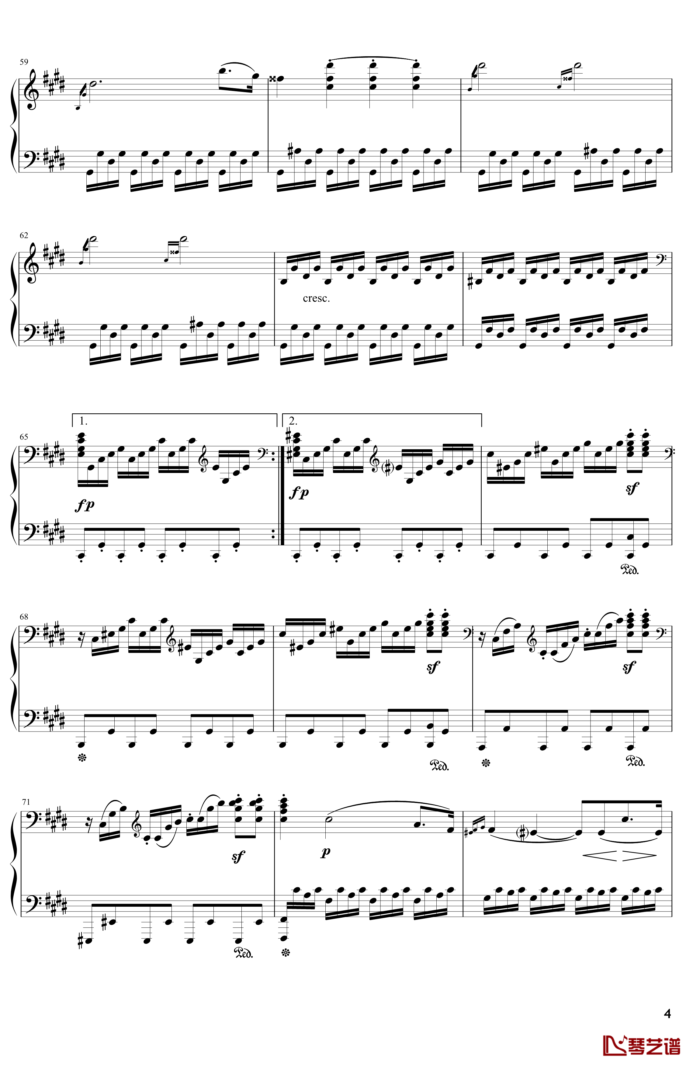 月光钢琴谱-奏鸣曲-贝多芬-beethoven4