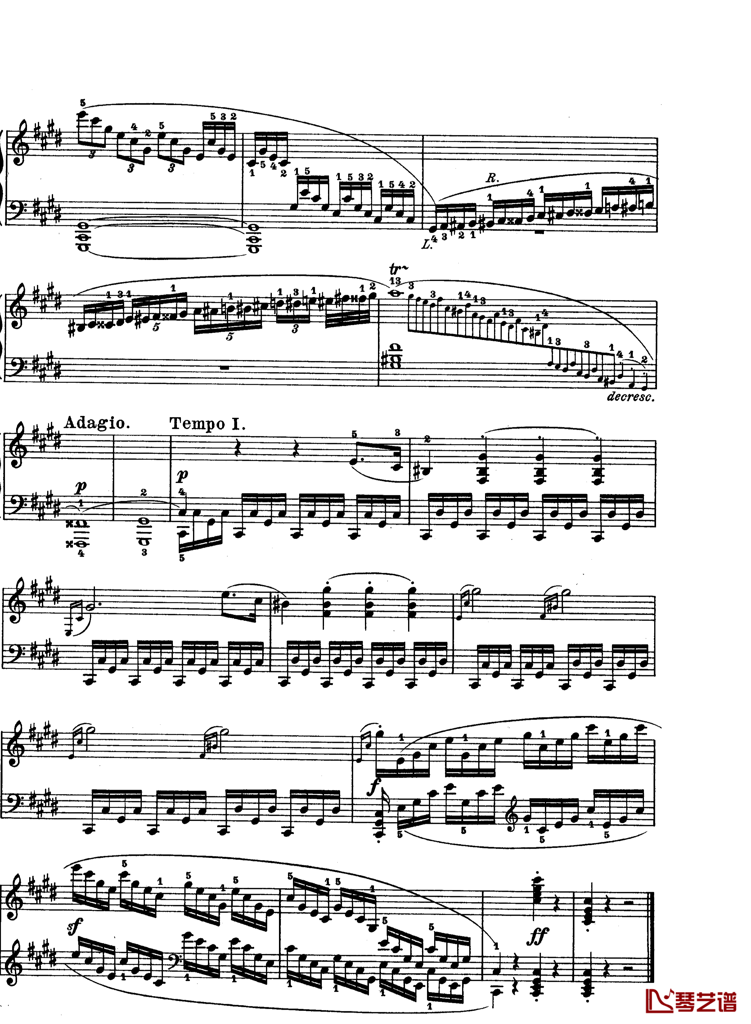 月光曲钢琴谱-第十四钢琴奏鸣曲-Op.27 No.2-贝多芬-beethoven14