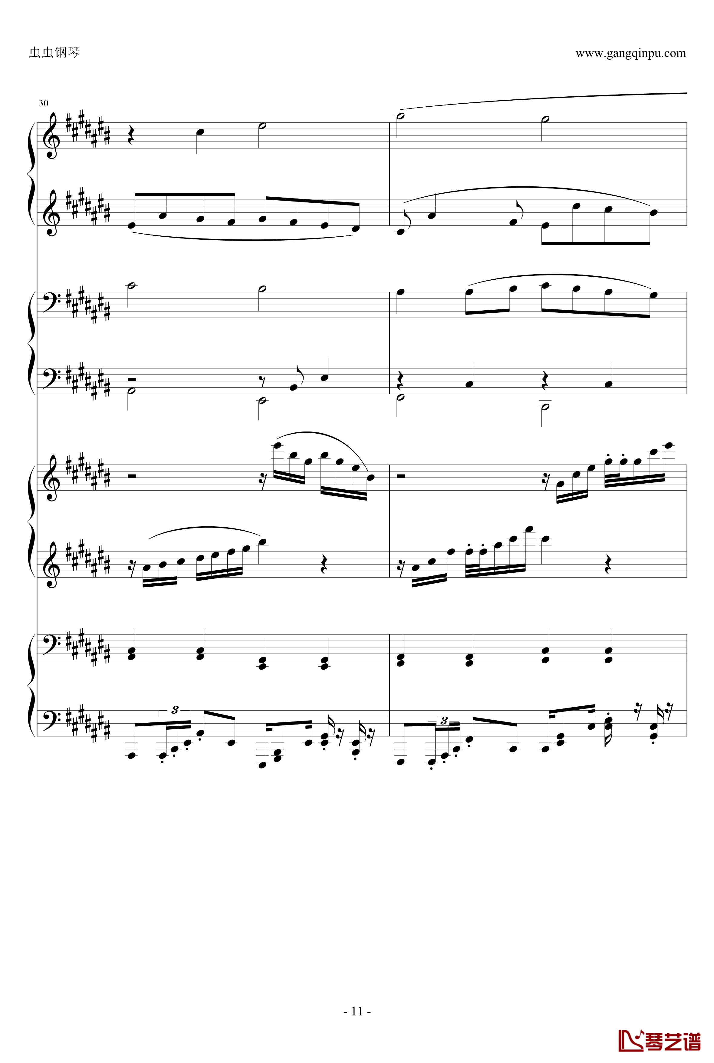 Pachelbel钢琴谱-升C大调卡农之八手莲华-帕赫贝尔11