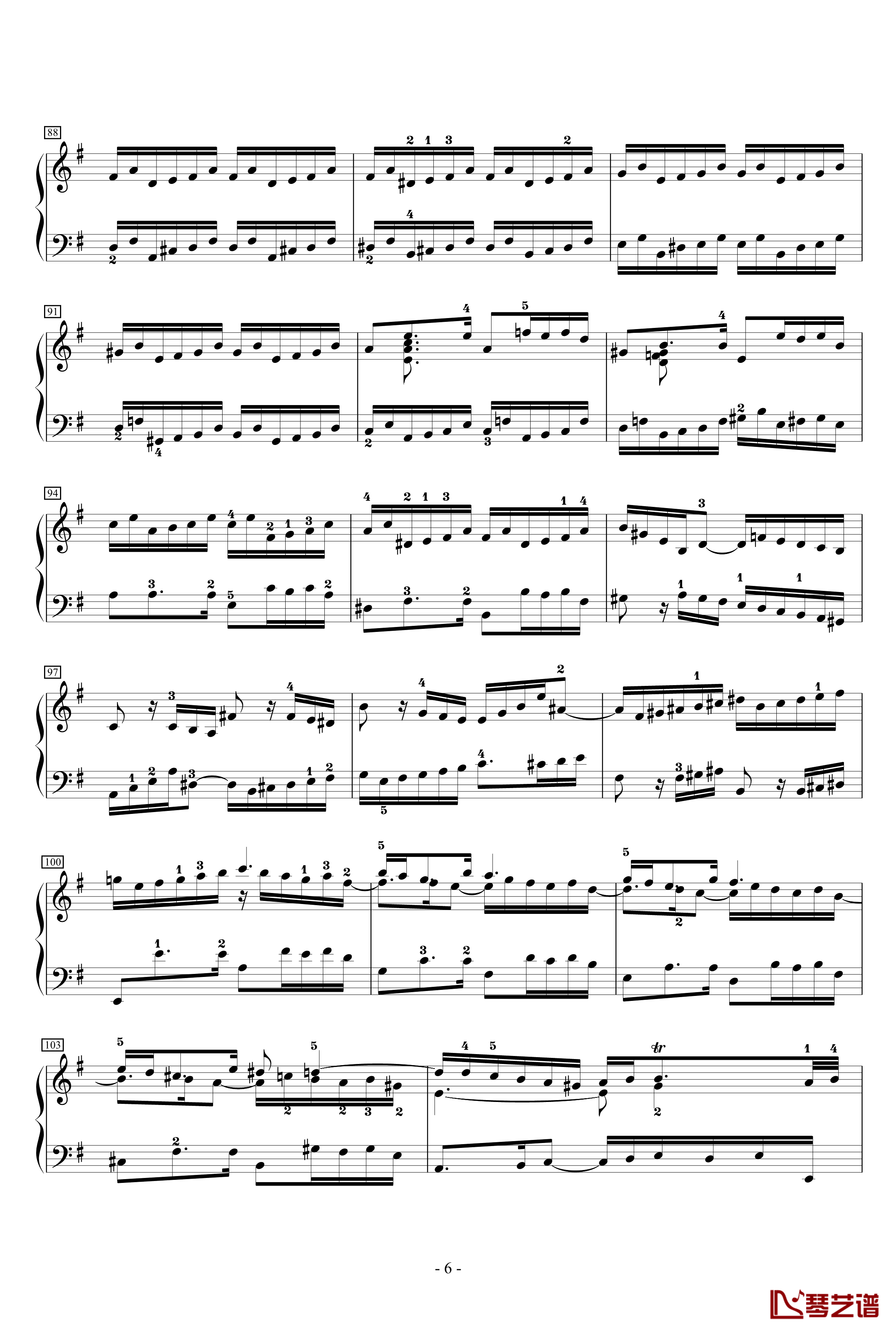 前奏曲英国组曲5-J.S钢琴谱-巴赫6