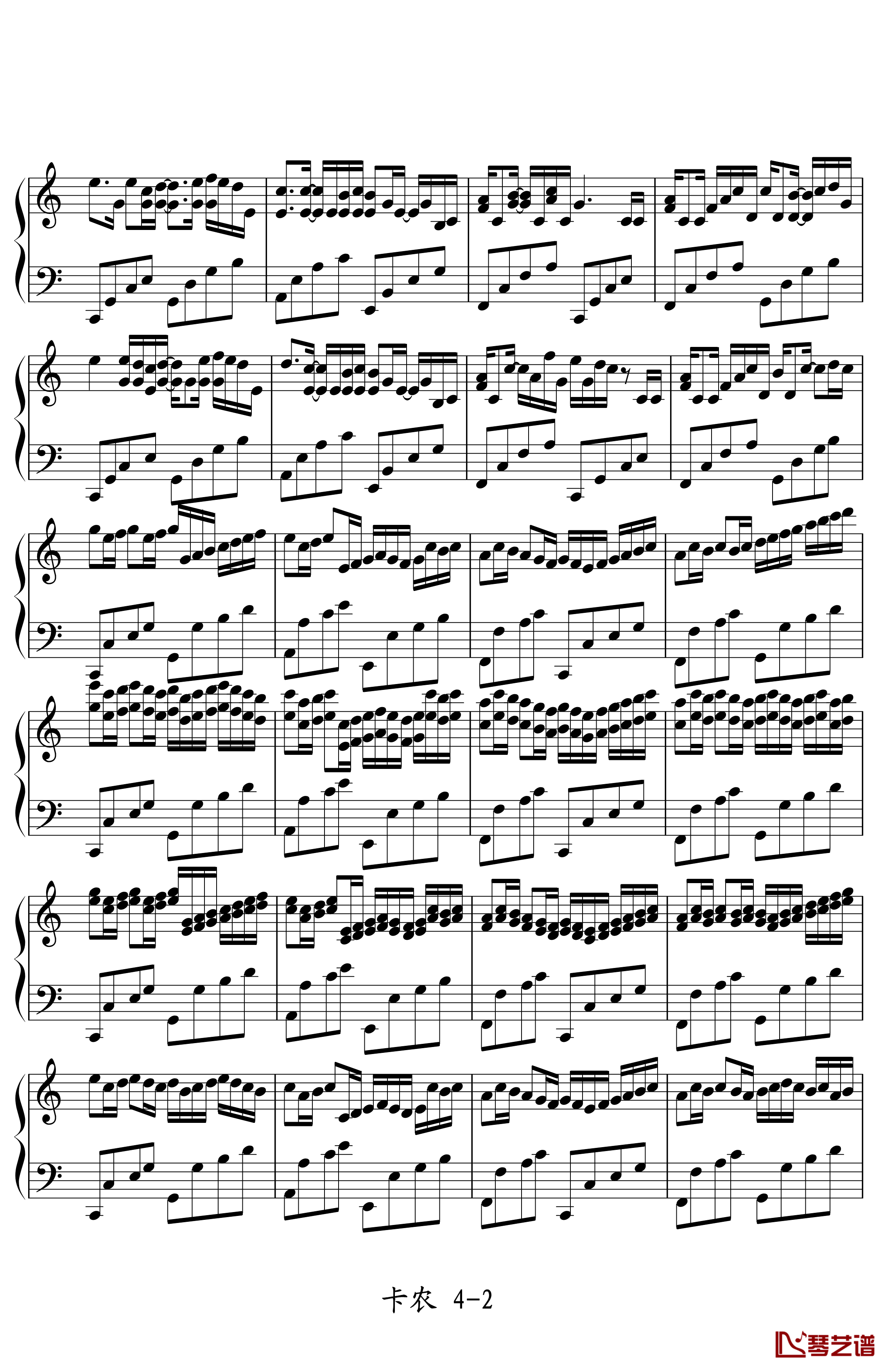 卡农钢琴谱-无缺点版-帕赫贝尔-Pachelbel2