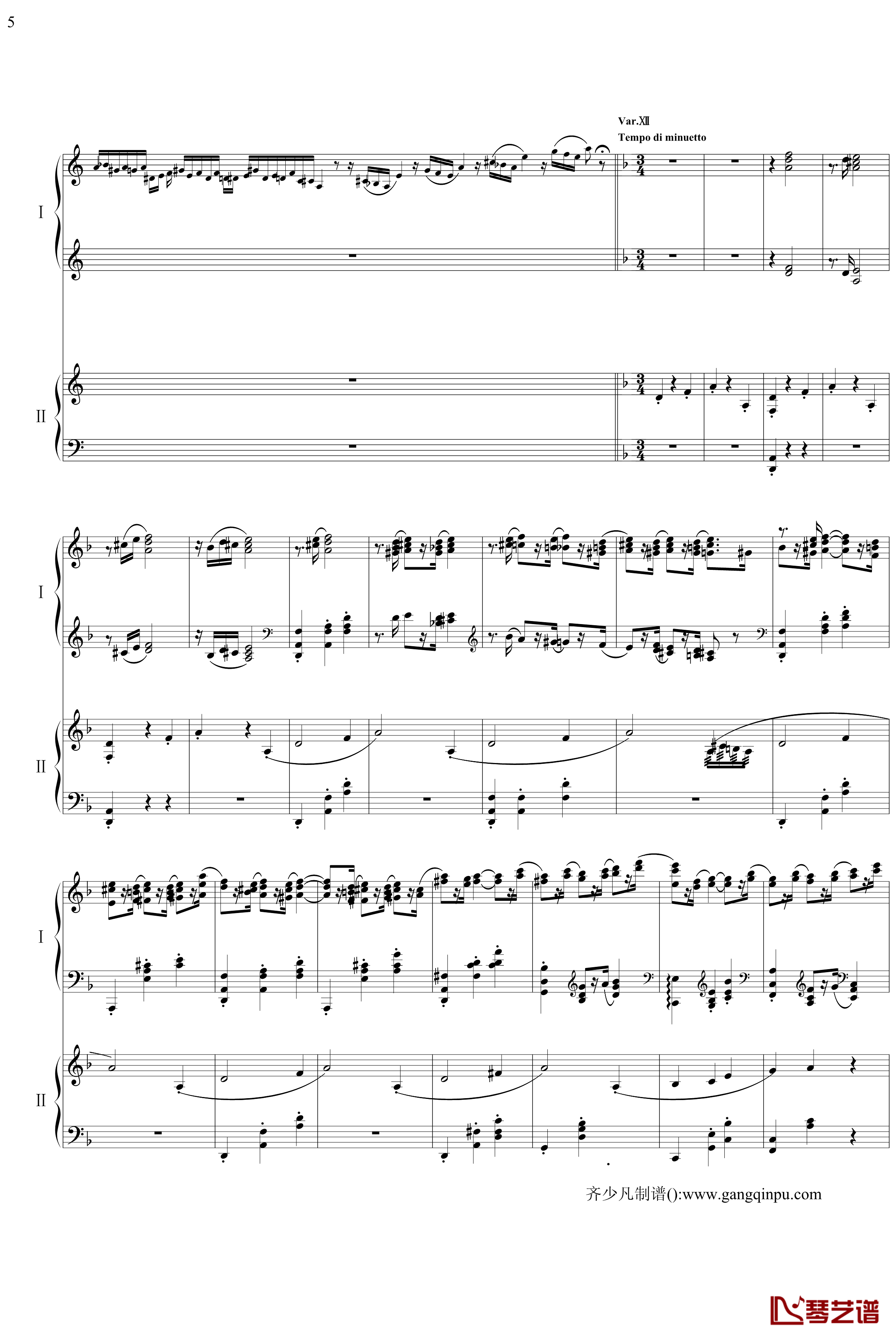 帕格尼尼主题狂想曲钢琴谱-11~18变奏-拉赫马尼若夫5