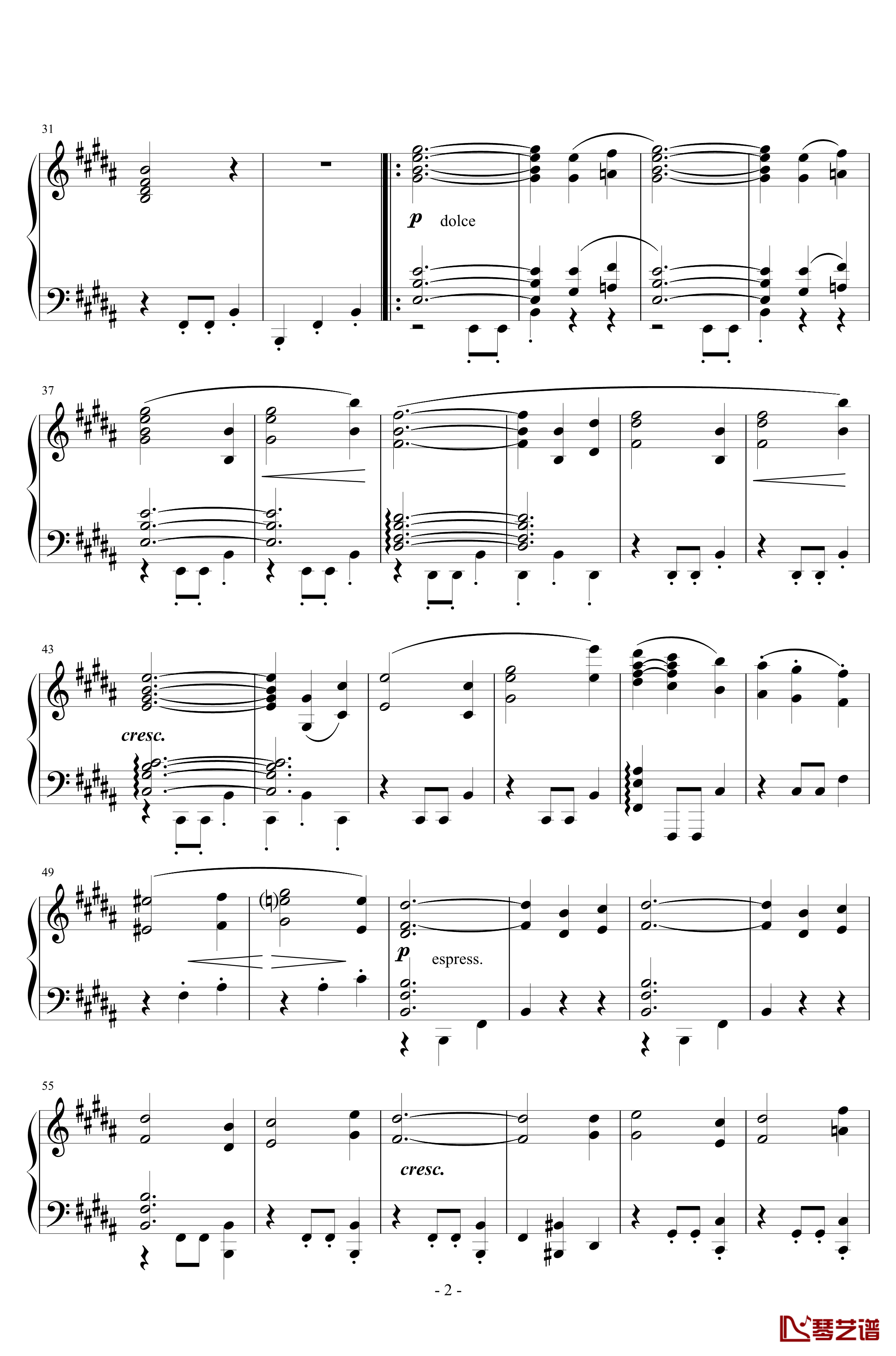 B大调第一钢琴三重奏钢琴谱-Op.8-第二乐章-谐谑曲-中段-勃拉姆斯2