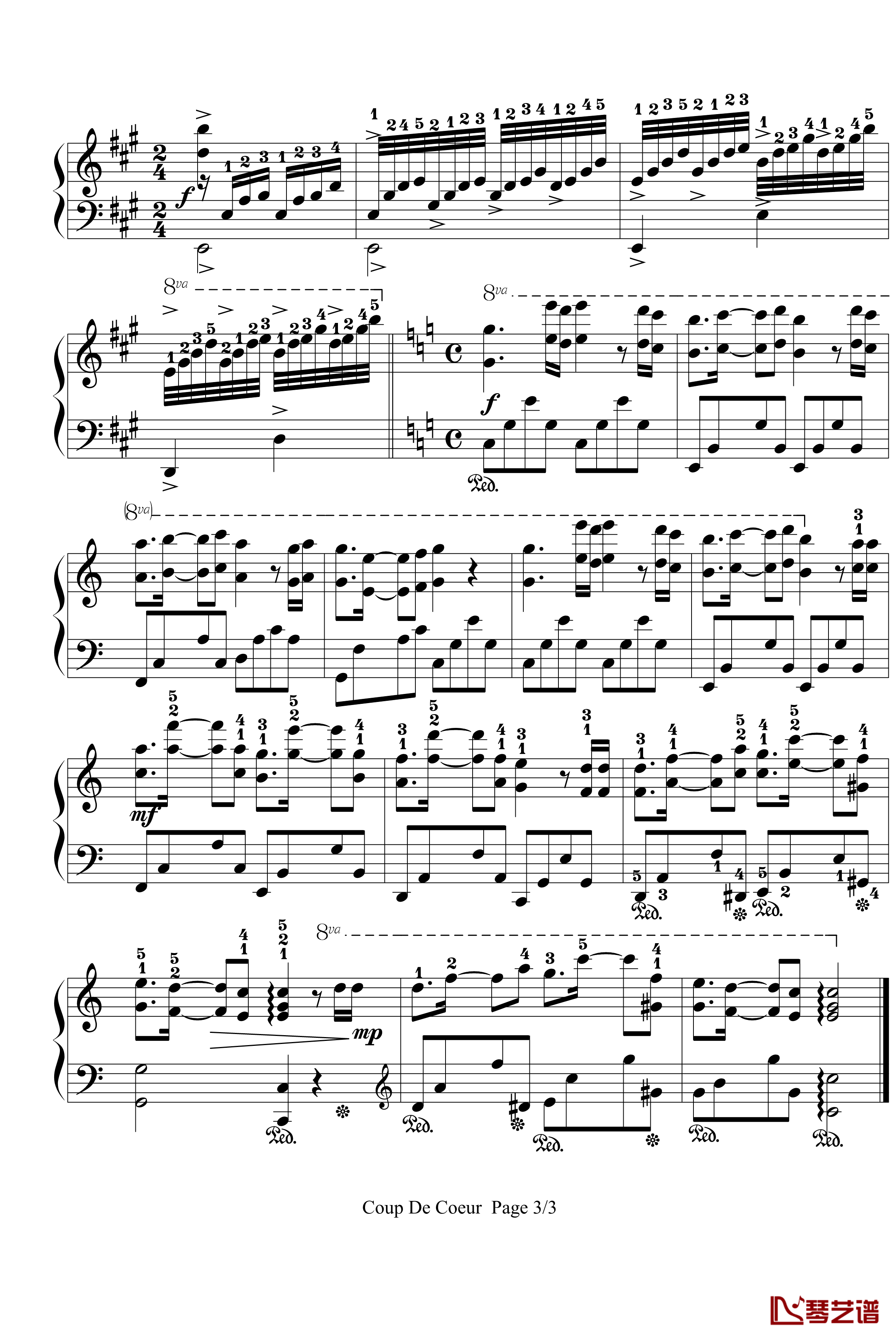 星星小夜曲钢琴谱-带指法-塞内维尔3