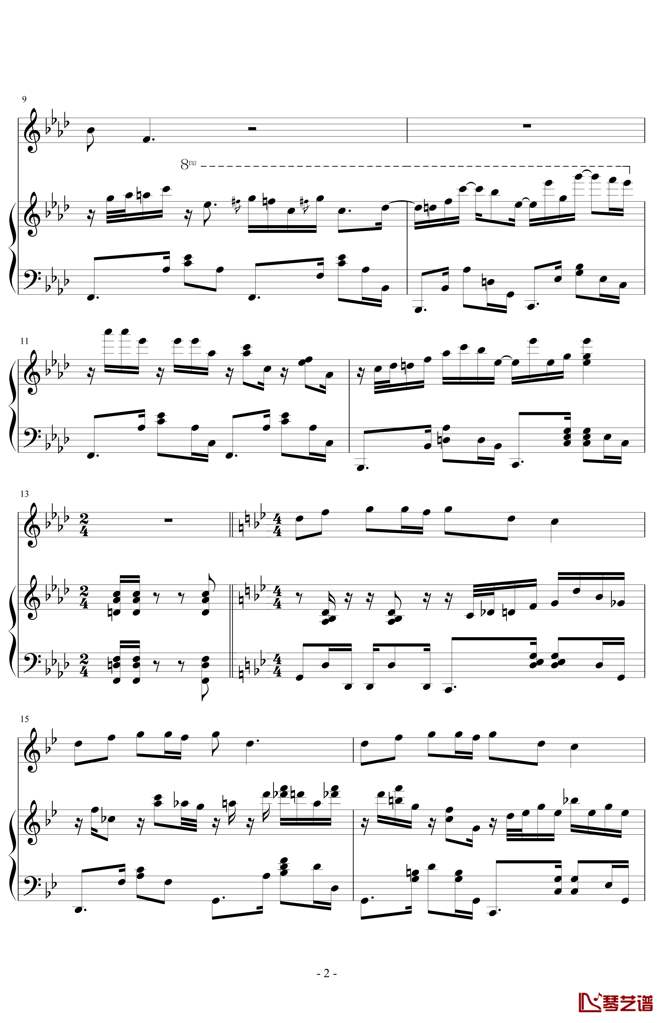 康定情歌钢琴谱-爵士版-中国名曲2