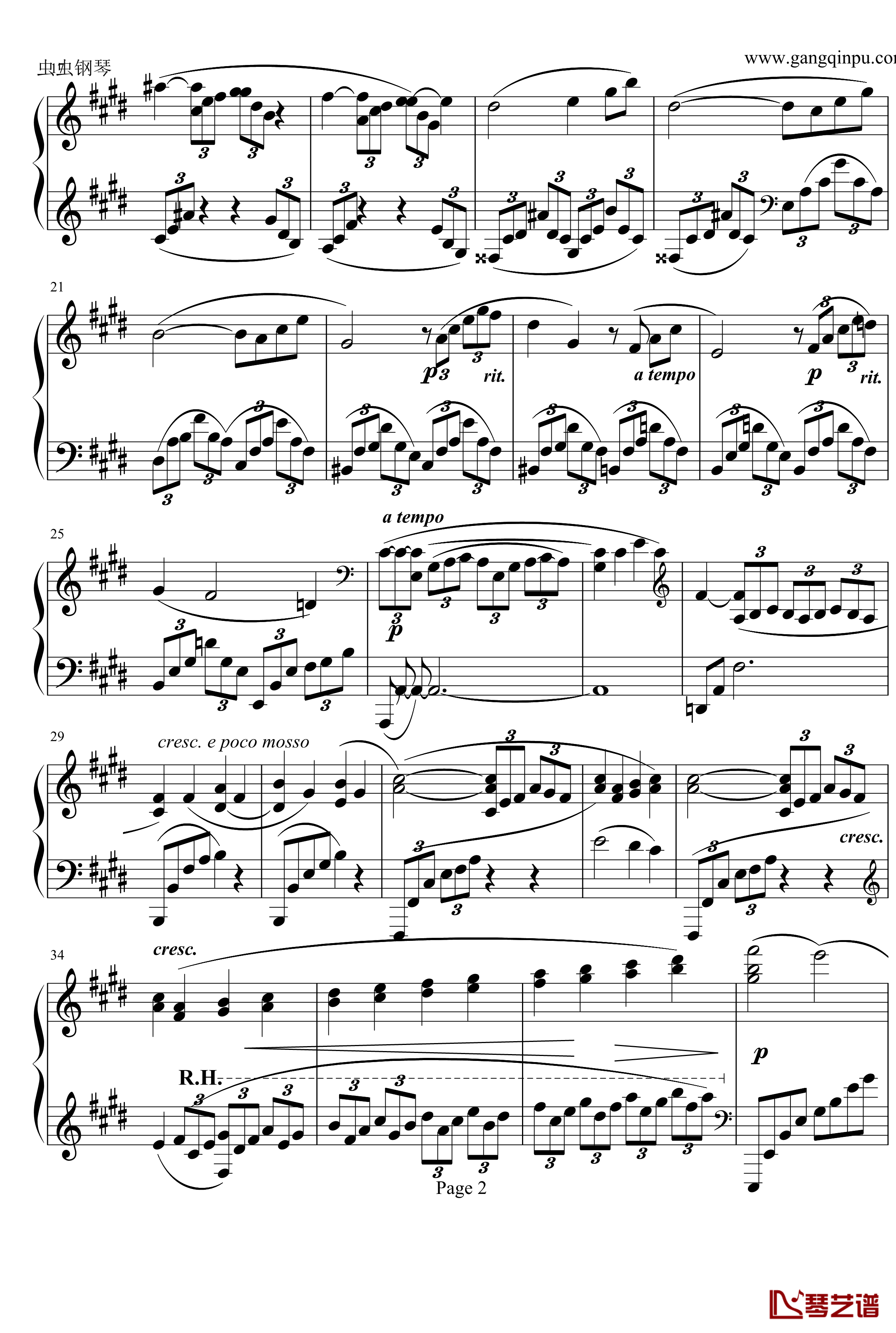 德彪西2首阿拉伯风格曲之一钢琴谱-德彪西2