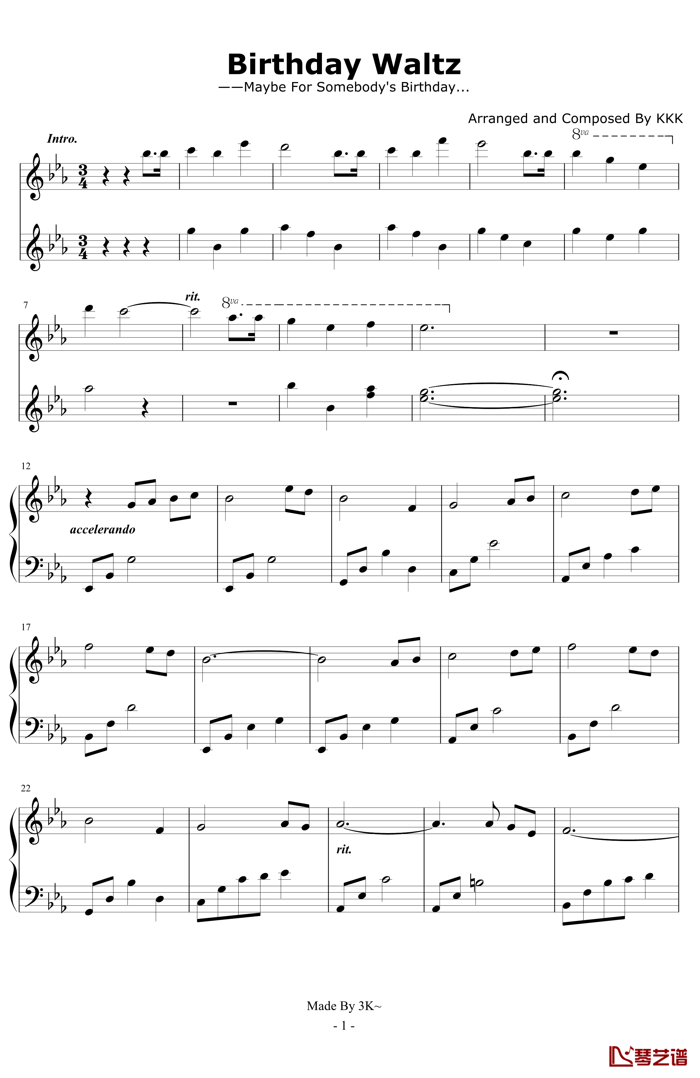 Birthday Waltz钢琴谱-Ku.Klux.Klan1