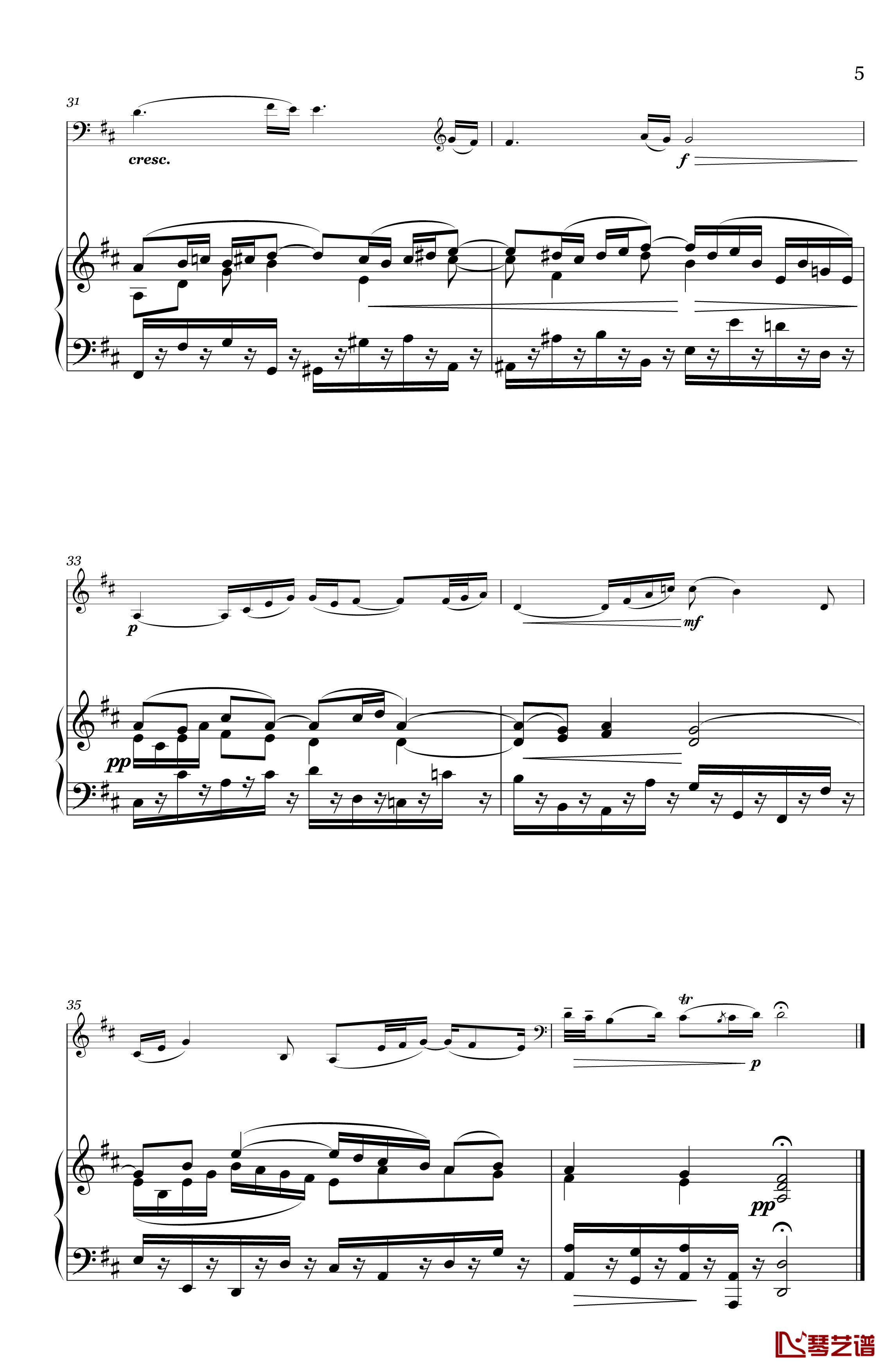 G弦之歌钢琴谱-巴赫-P.E.Bach5