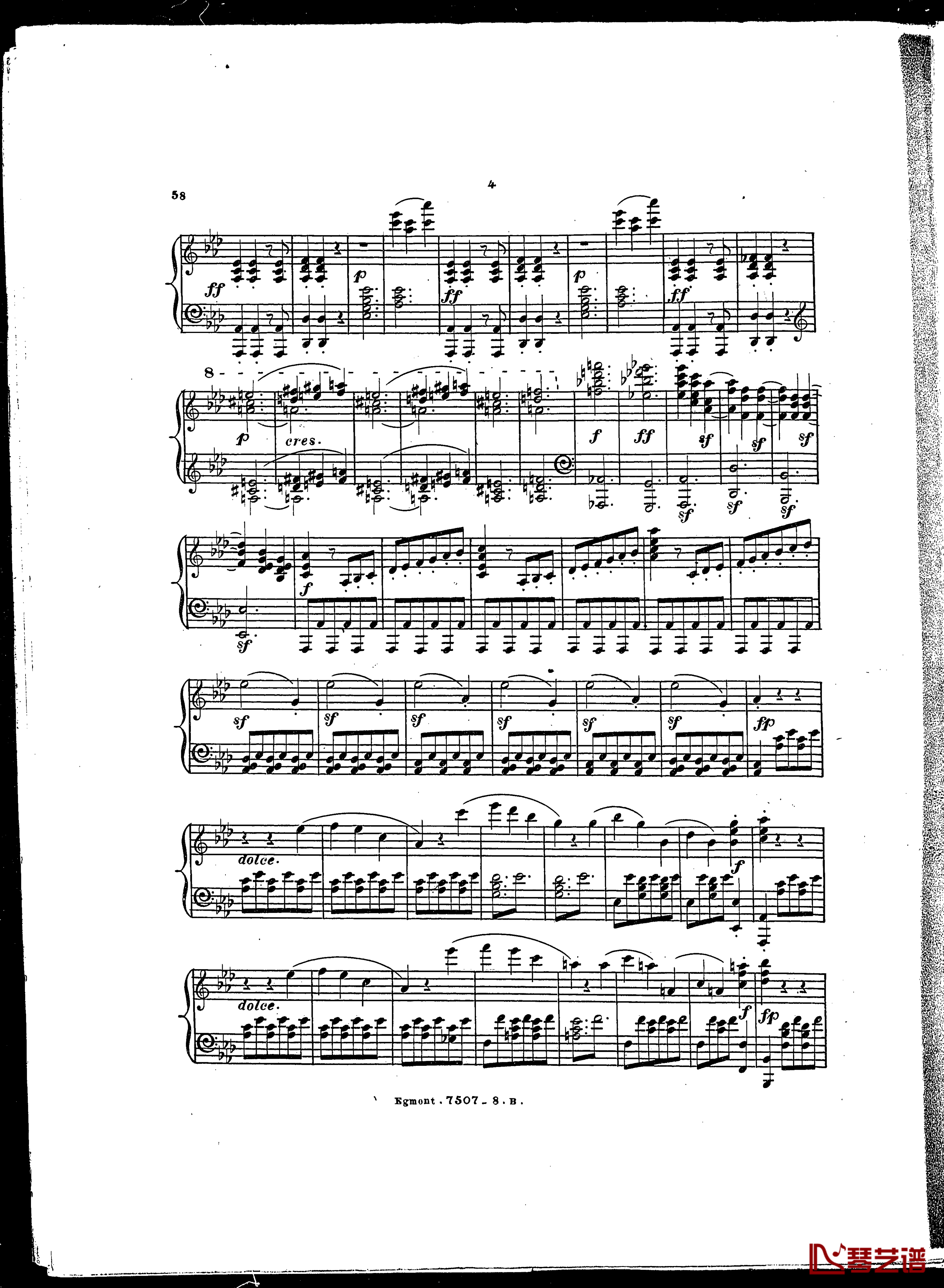 埃格蒙特序曲  Op.84钢琴谱-贝多芬-beethoven3