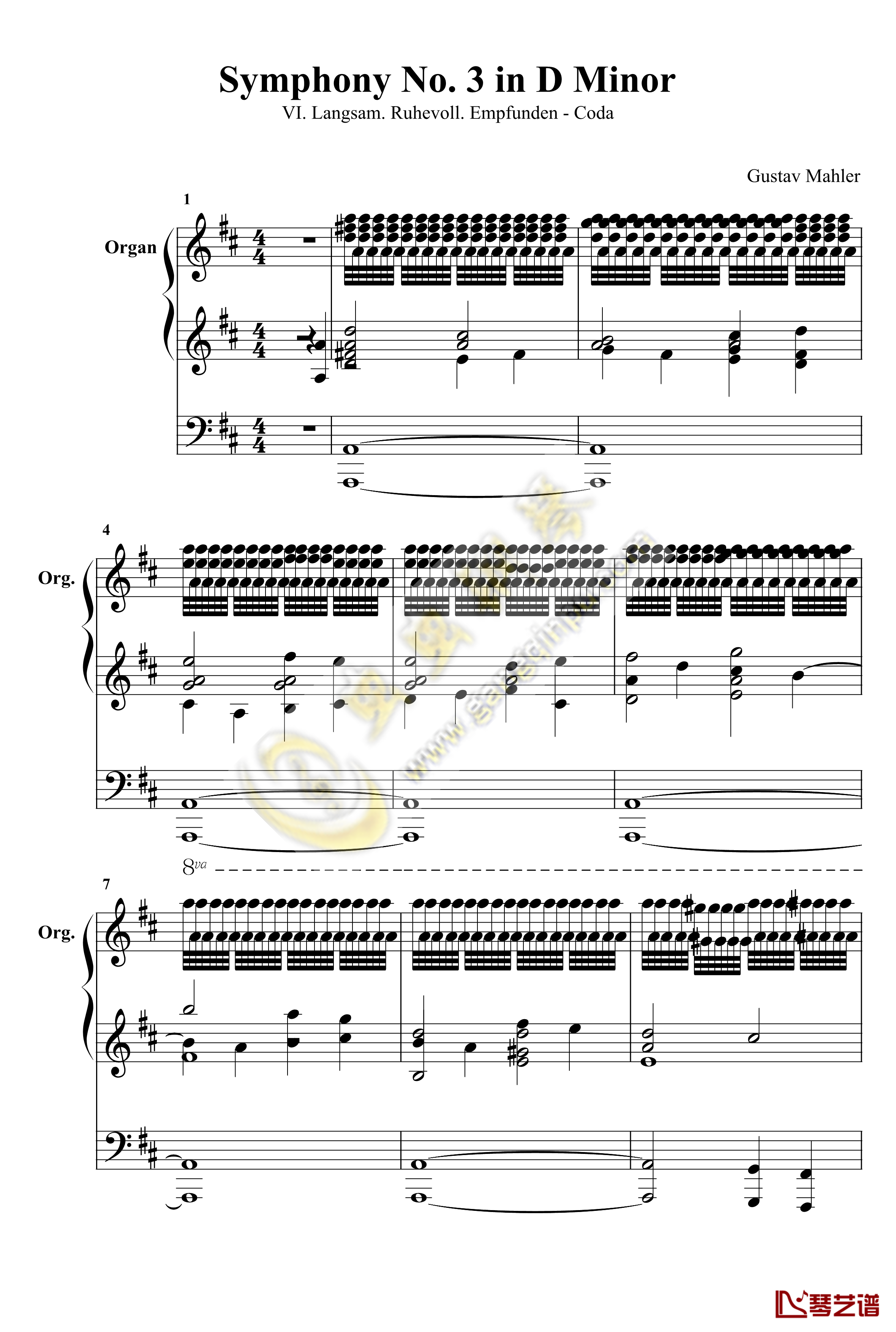 第三交响曲末乐章尾声钢琴版钢琴谱-马勒-Z.D.Lin1