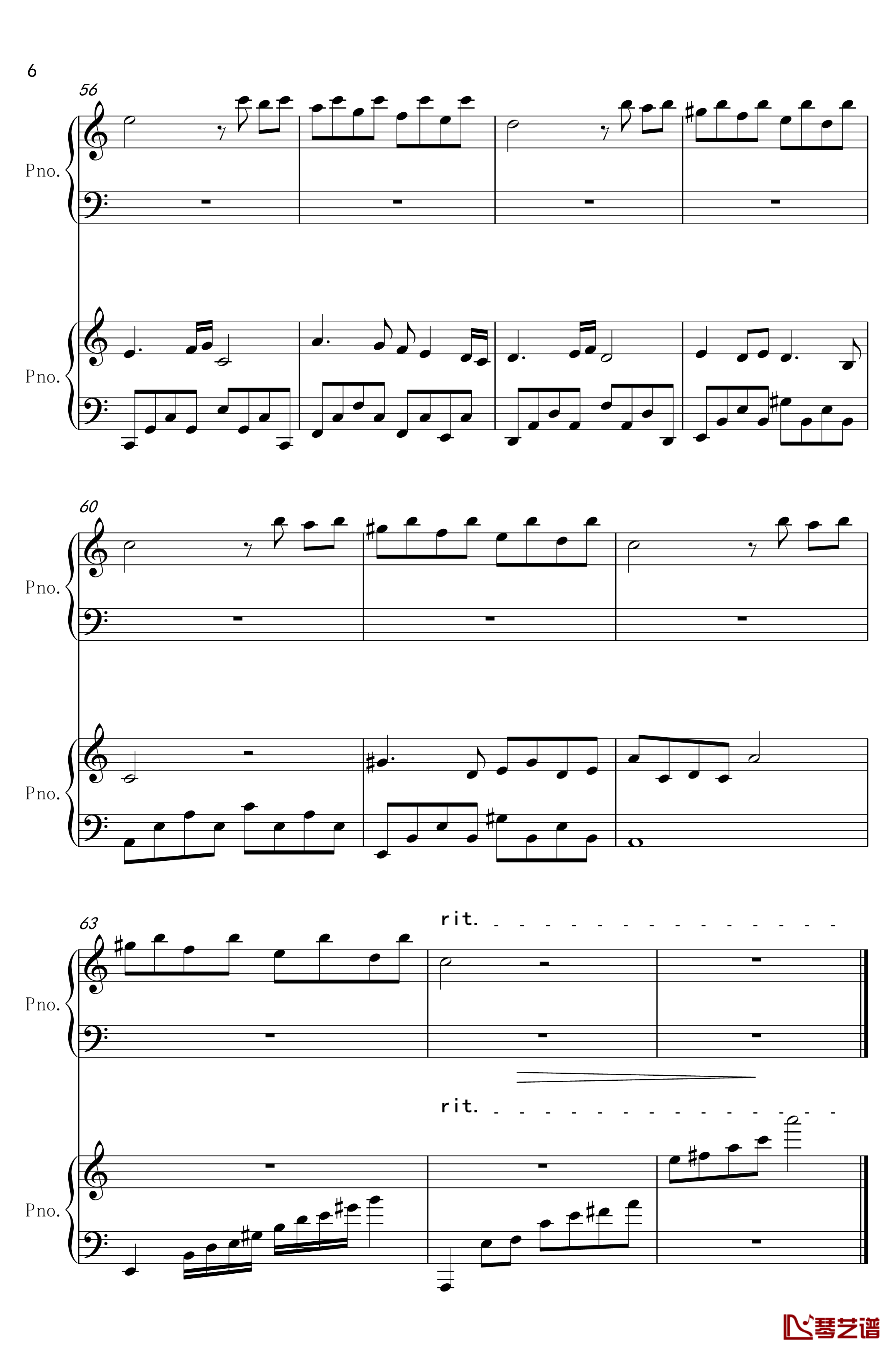 帕萨卡利亚钢琴谱-母女增强版-世界名曲6