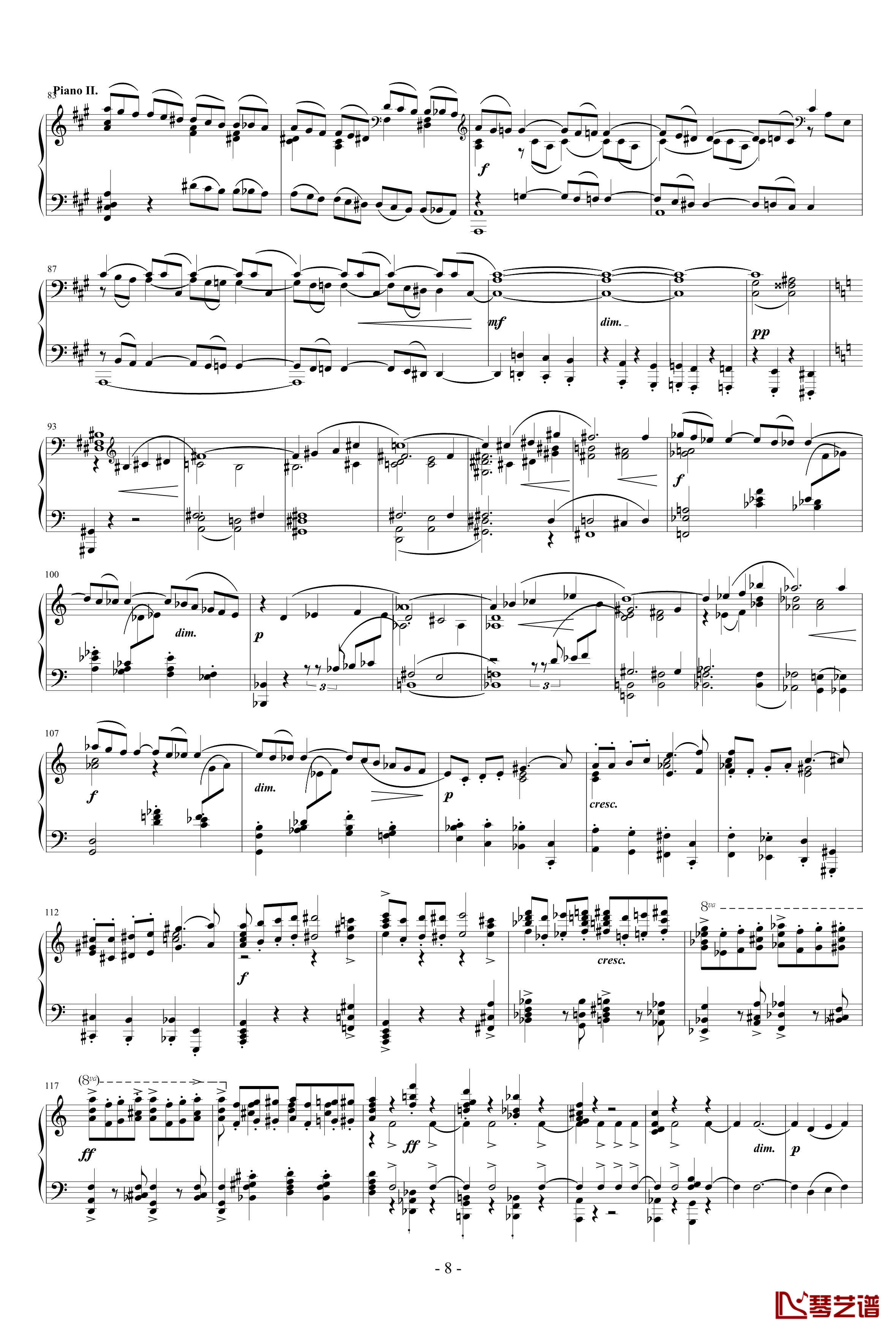 拉赫玛尼诺夫第一钢琴协奏曲 Op.1钢琴谱-拉赫马尼若夫8