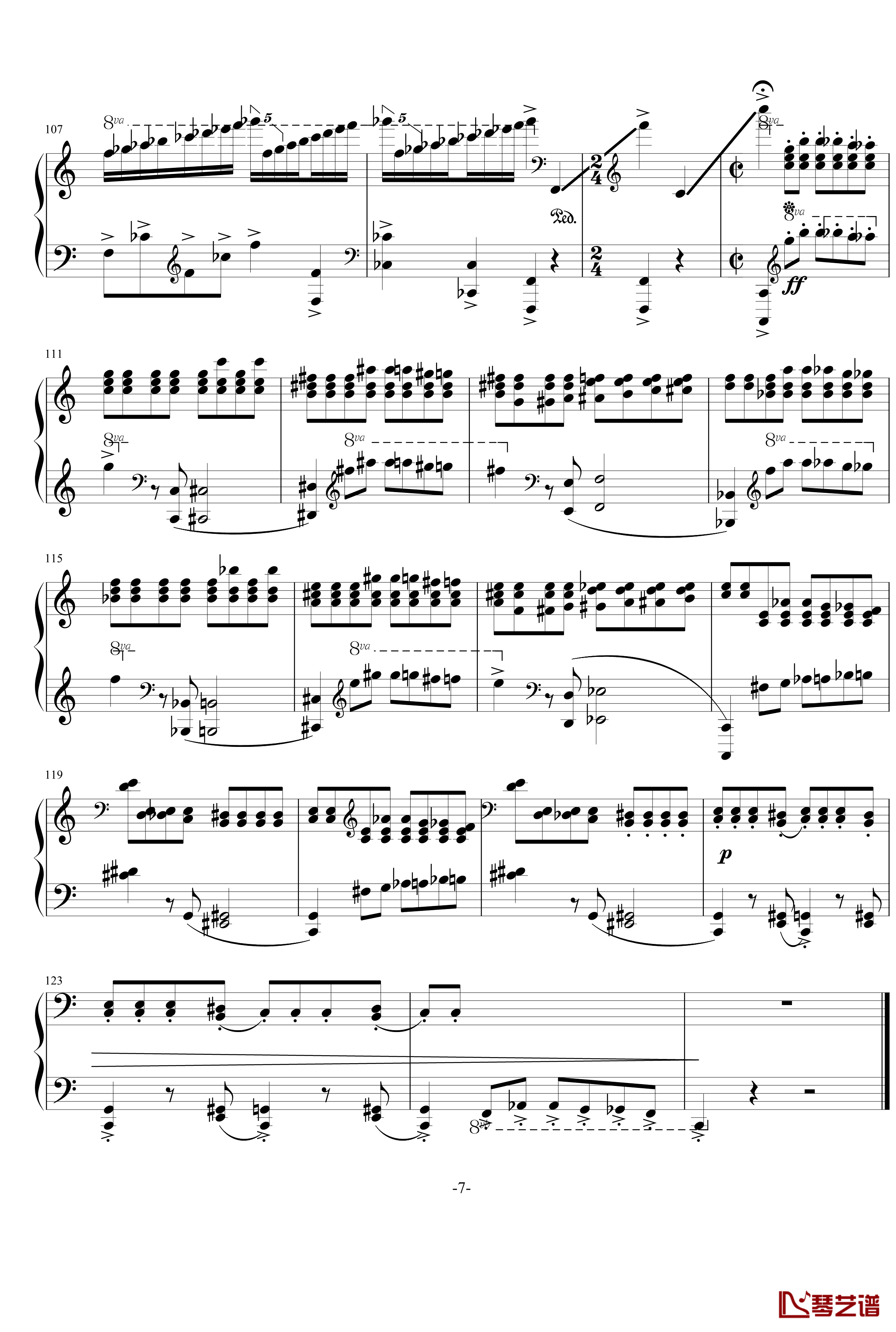普罗科菲耶夫四首小品之四：魔鬼的诱惑钢琴谱-普罗科非耶夫7