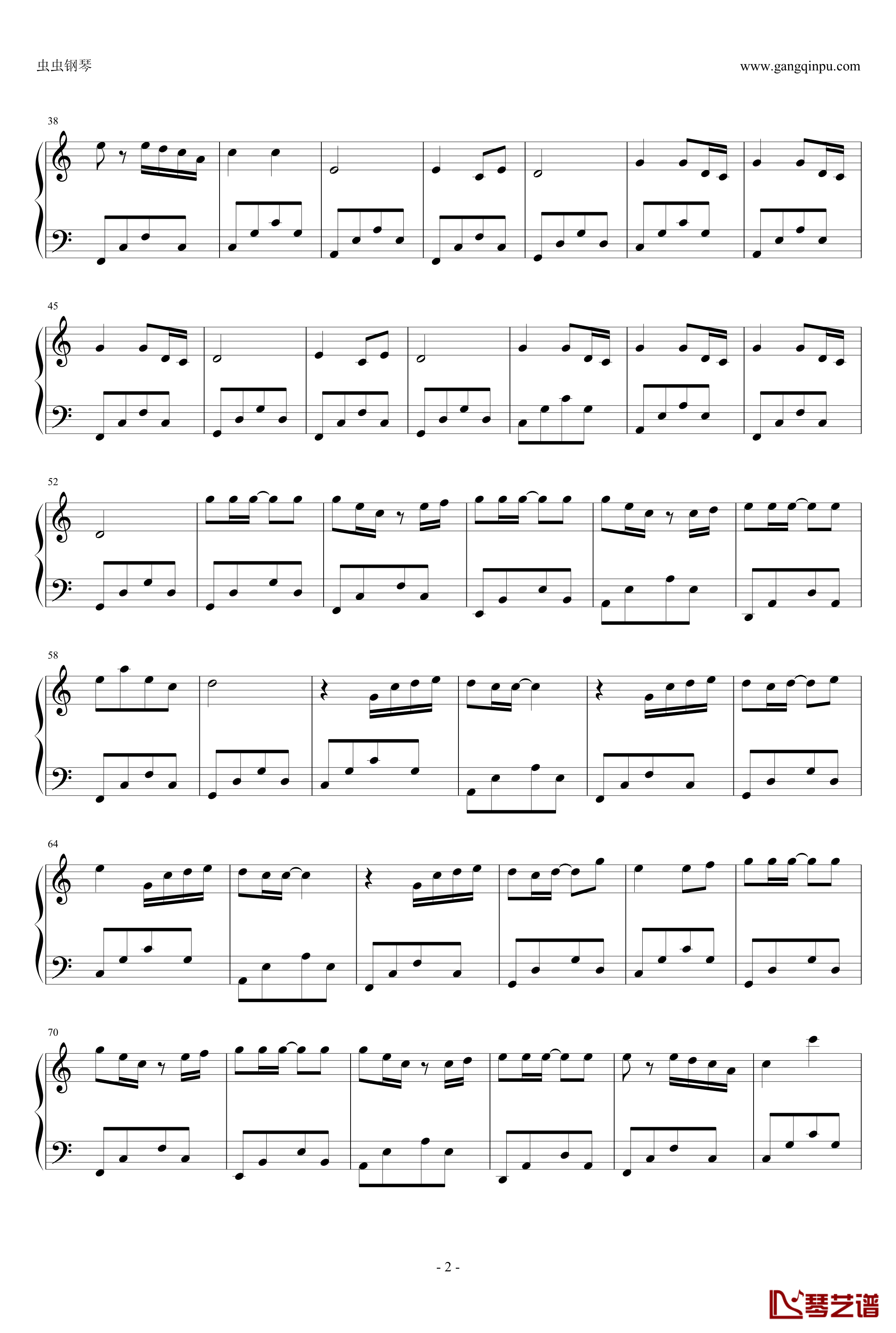 菊次郎的夏天钢琴谱-C调简易版-久石让2