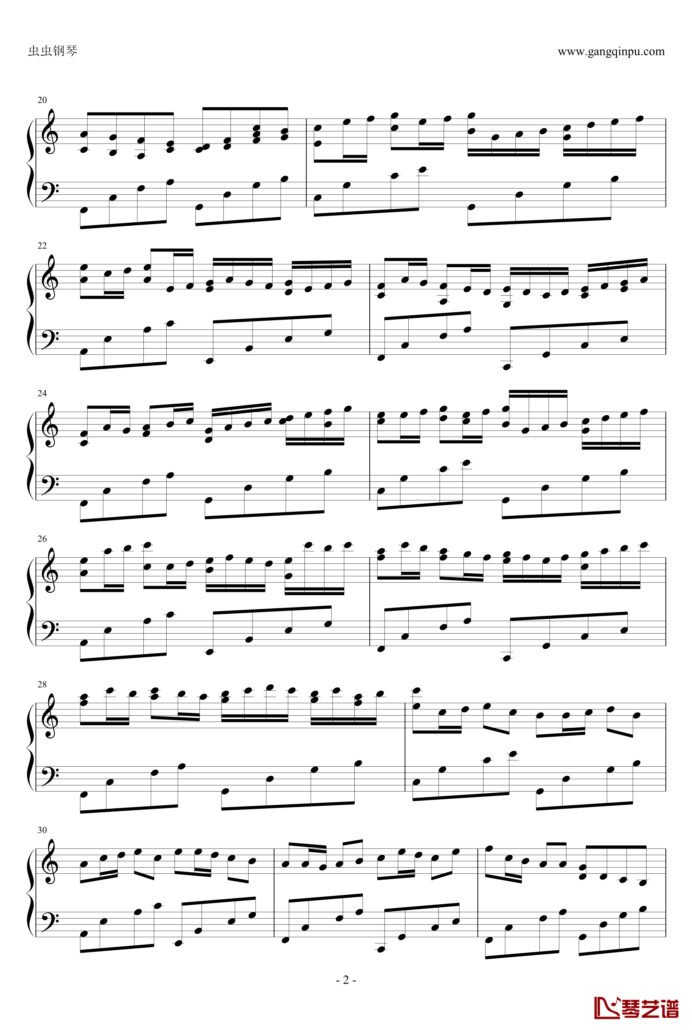 卡农疯狂摇滚版钢琴谱-约翰·巴哈贝尔2