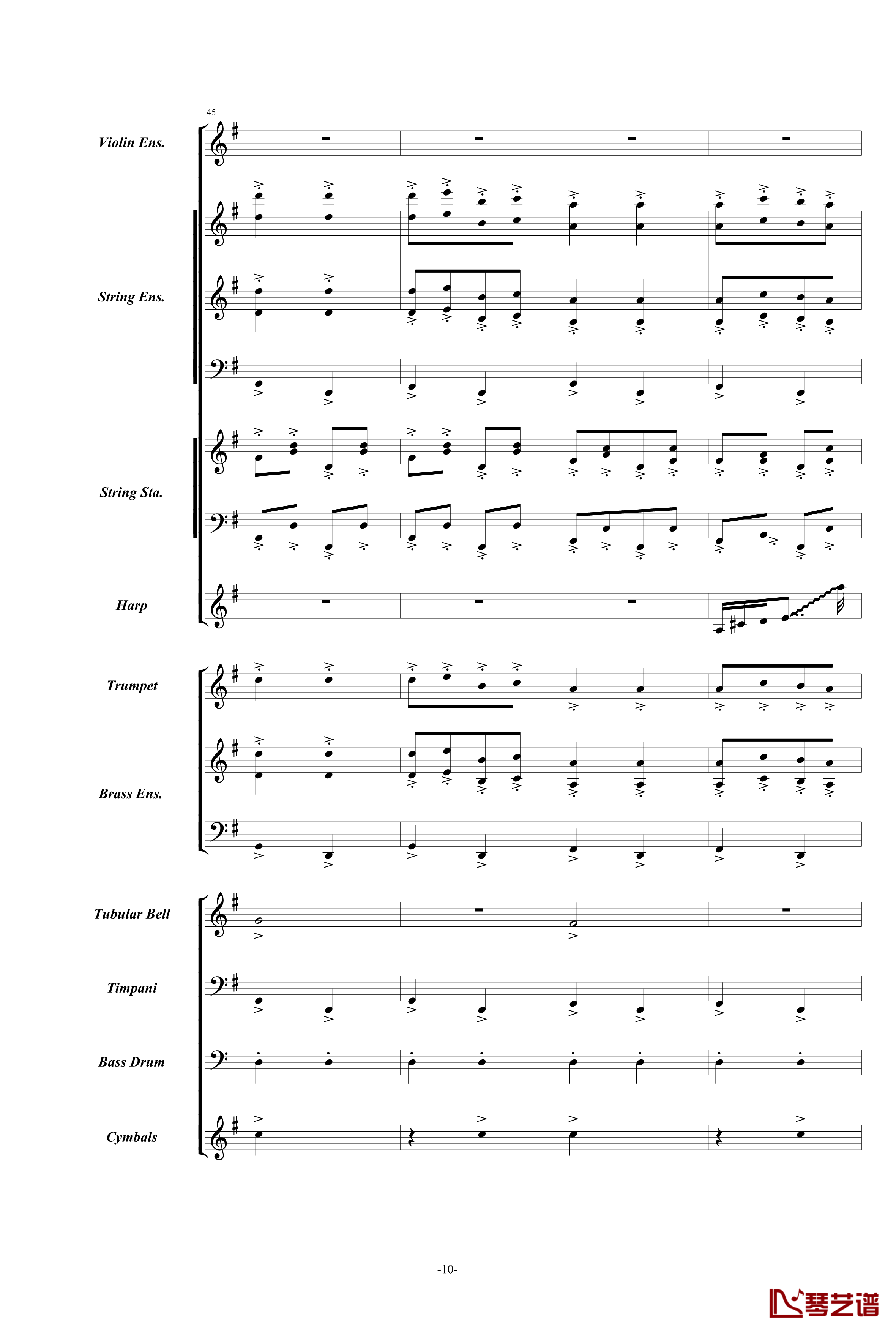 康康舞曲钢琴谱-震撼交响版总谱-奥芬巴赫10