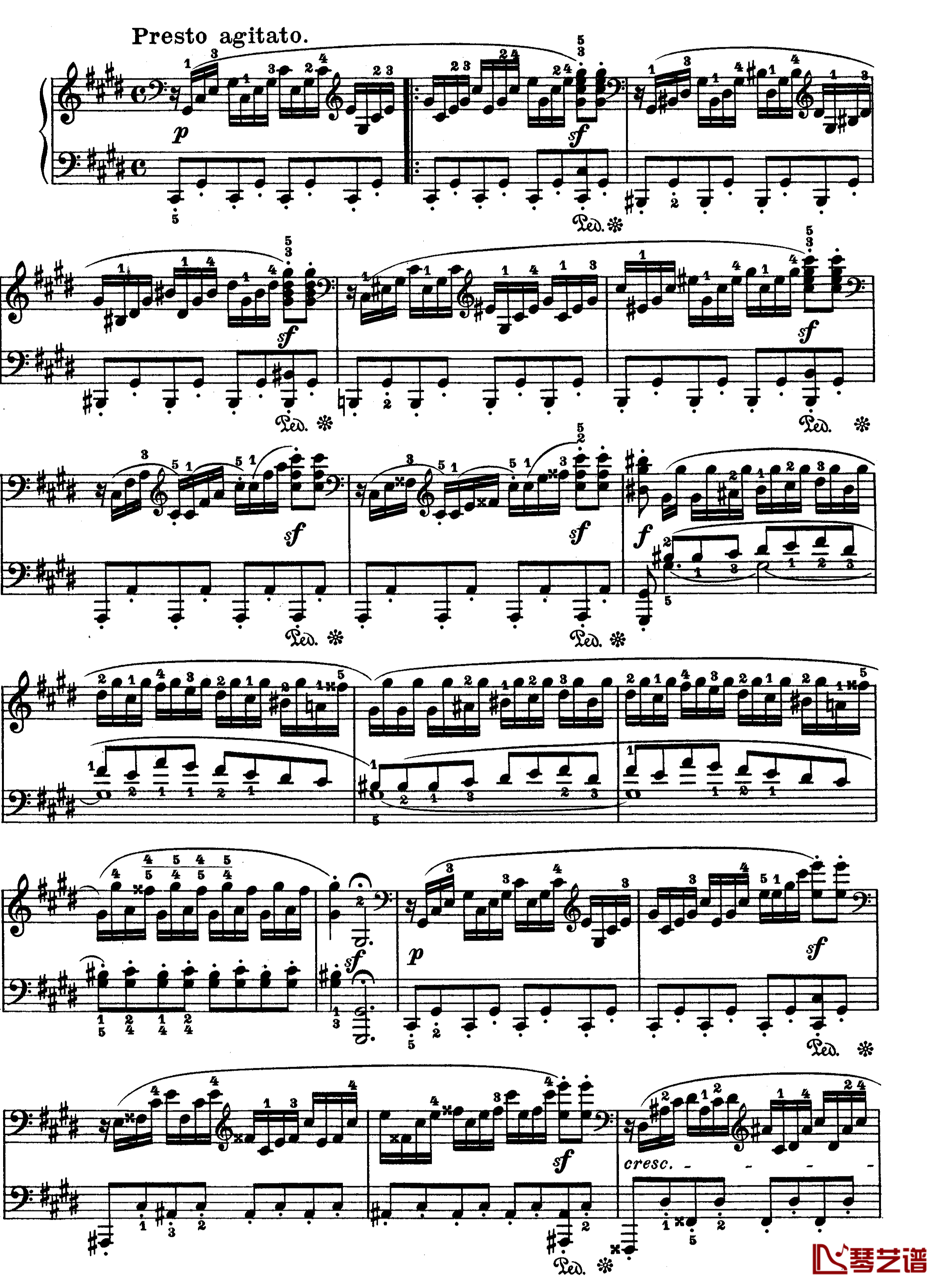 月光曲钢琴谱-第十四钢琴奏鸣曲-Op.27 No.2-贝多芬-beethoven5