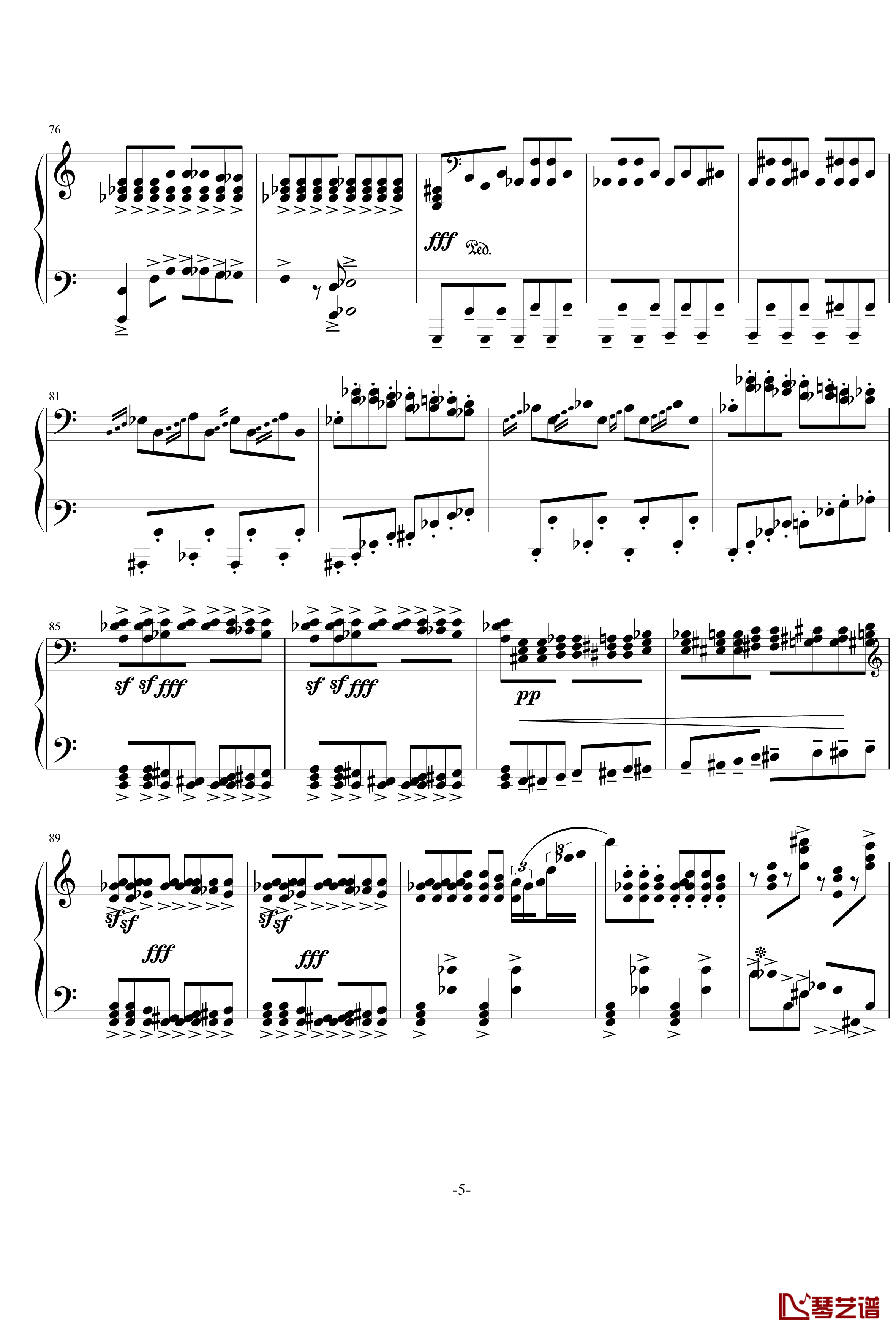 普罗科菲耶夫四首小品之四：魔鬼的诱惑钢琴谱-普罗科非耶夫5