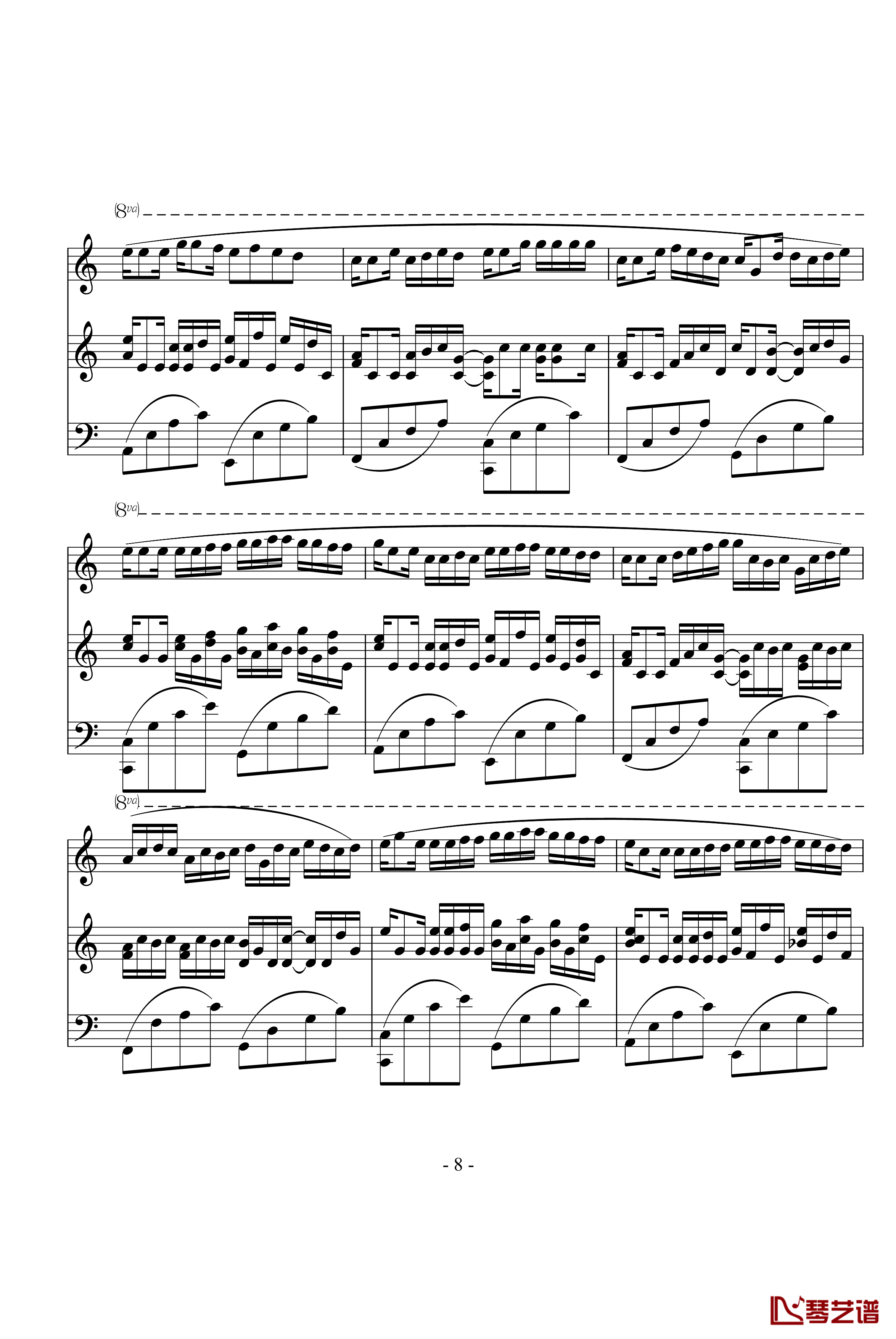 卡农钢琴谱-三手-帕赫贝尔-Pachelbel8