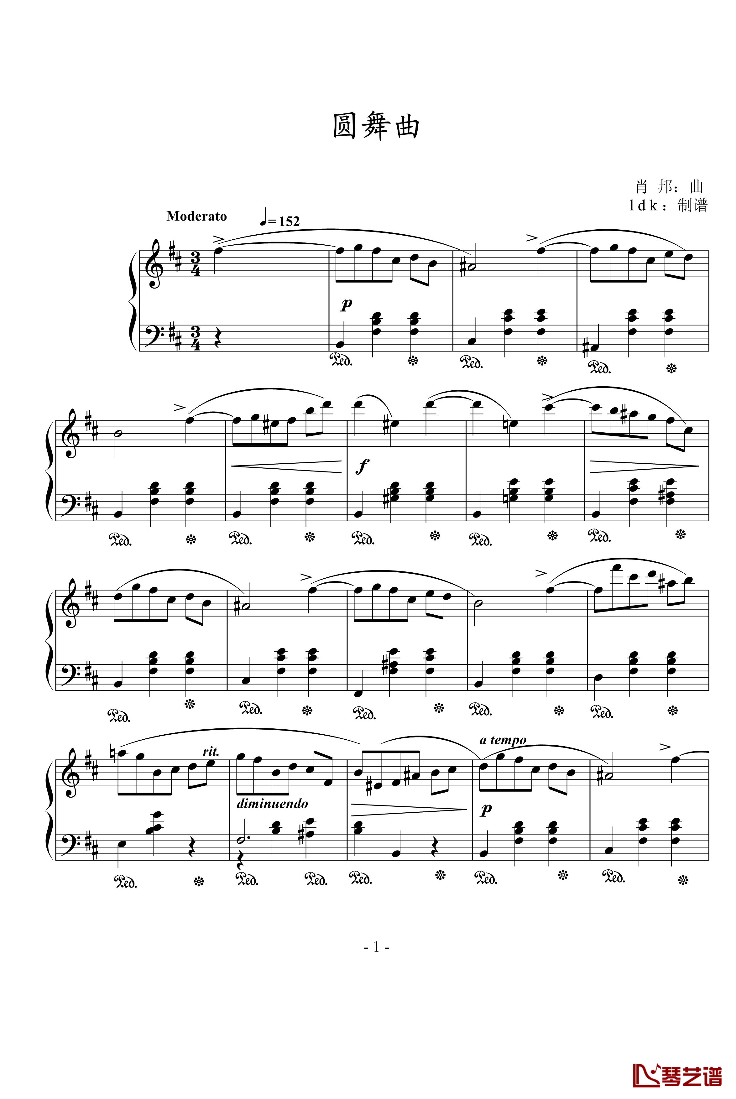 圆舞曲钢琴谱-肖邦-chopin1