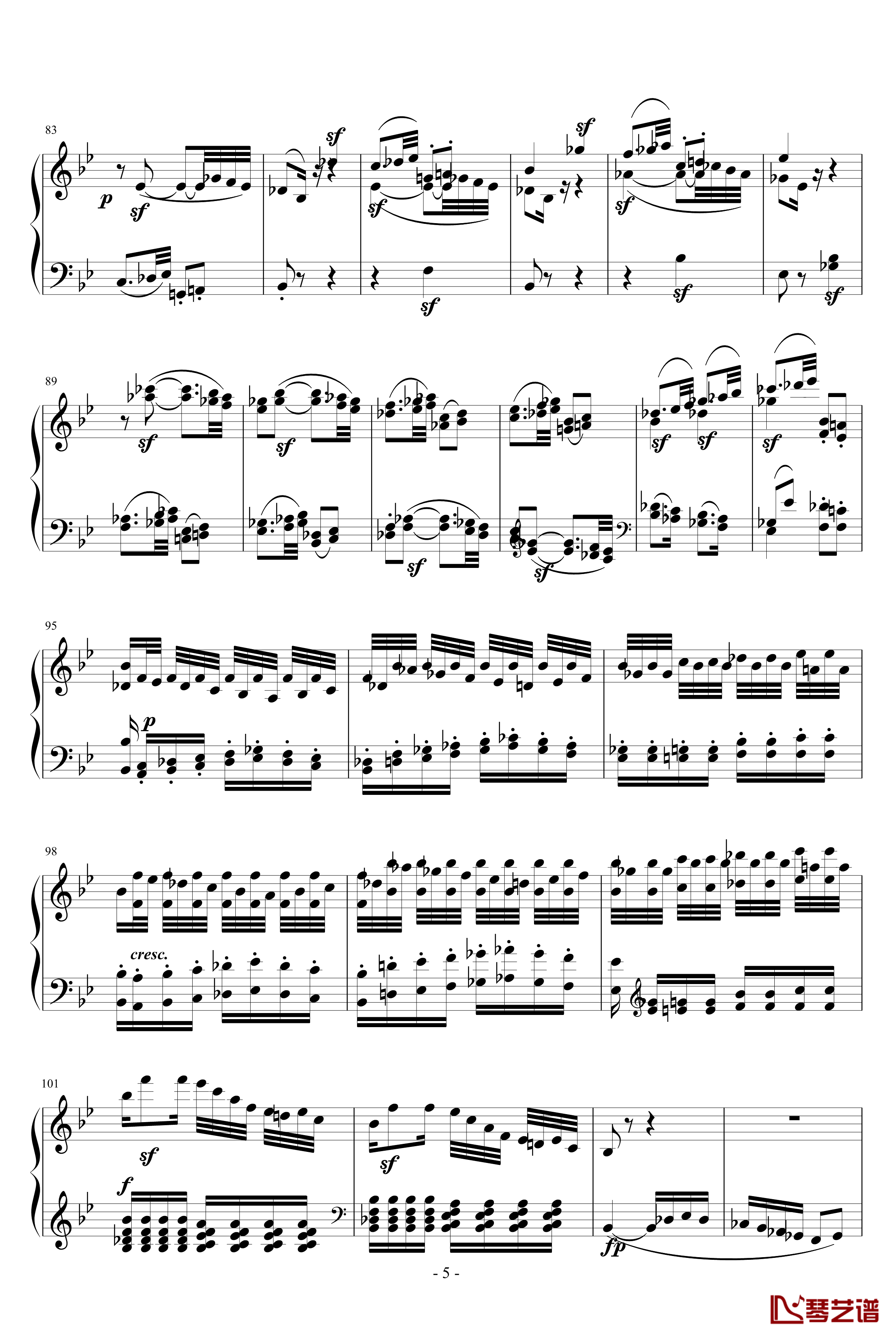 降B大调奏鸣曲第四乐章钢琴谱-贝多芬-beethoven5