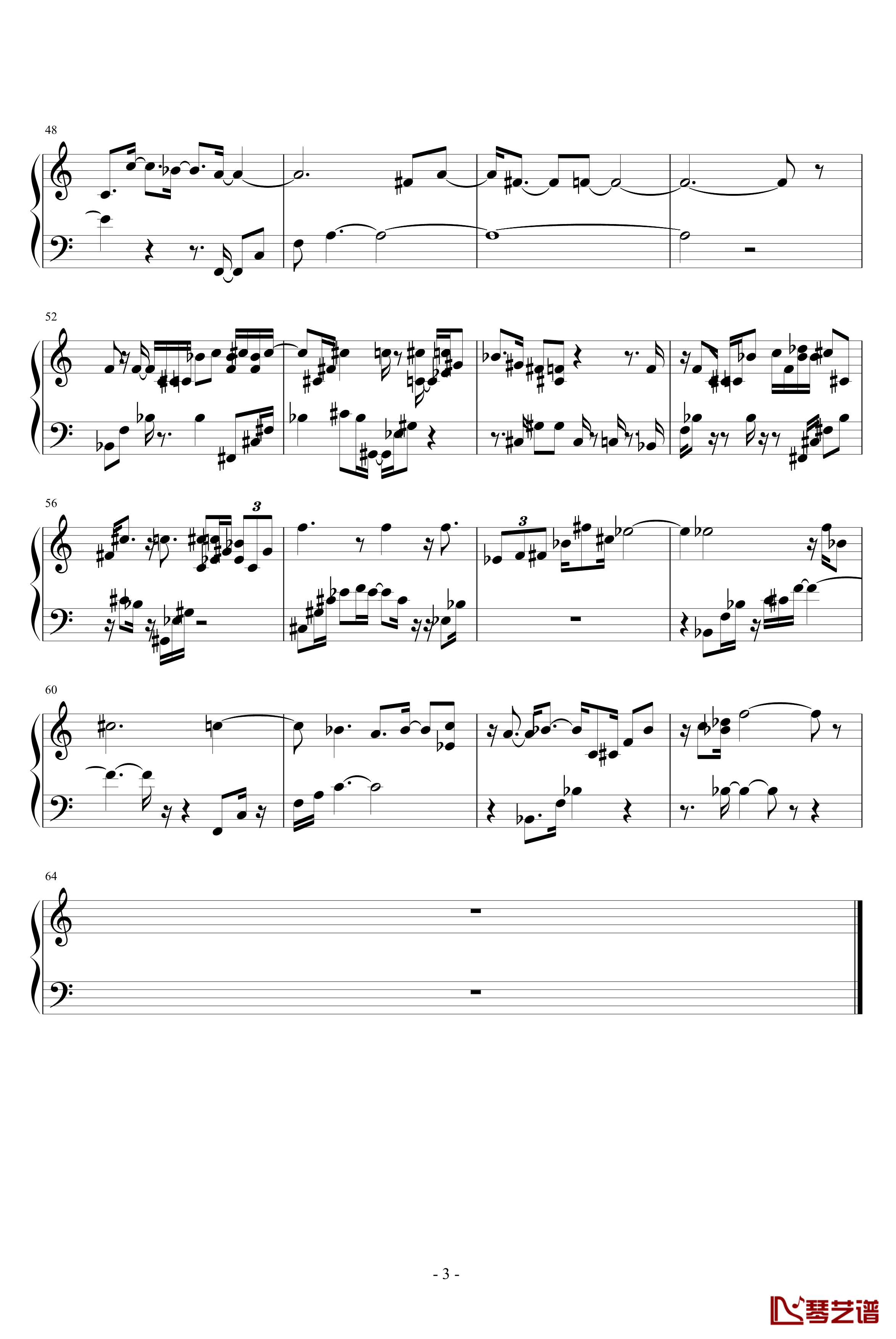 波澜的心钢琴谱-shijindi33