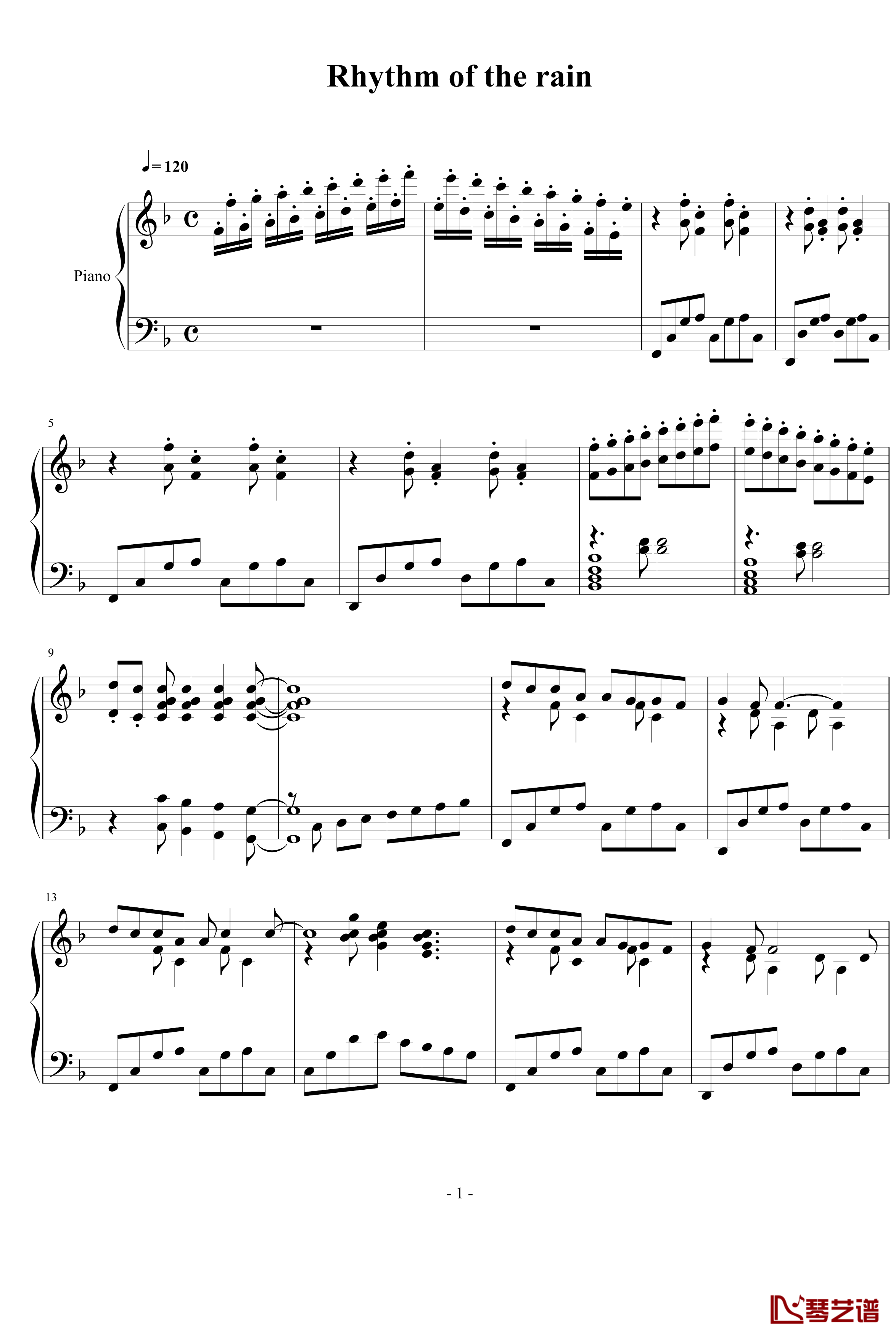 绿箭香口胶钢琴谱-雨中旋律-欧美经典1