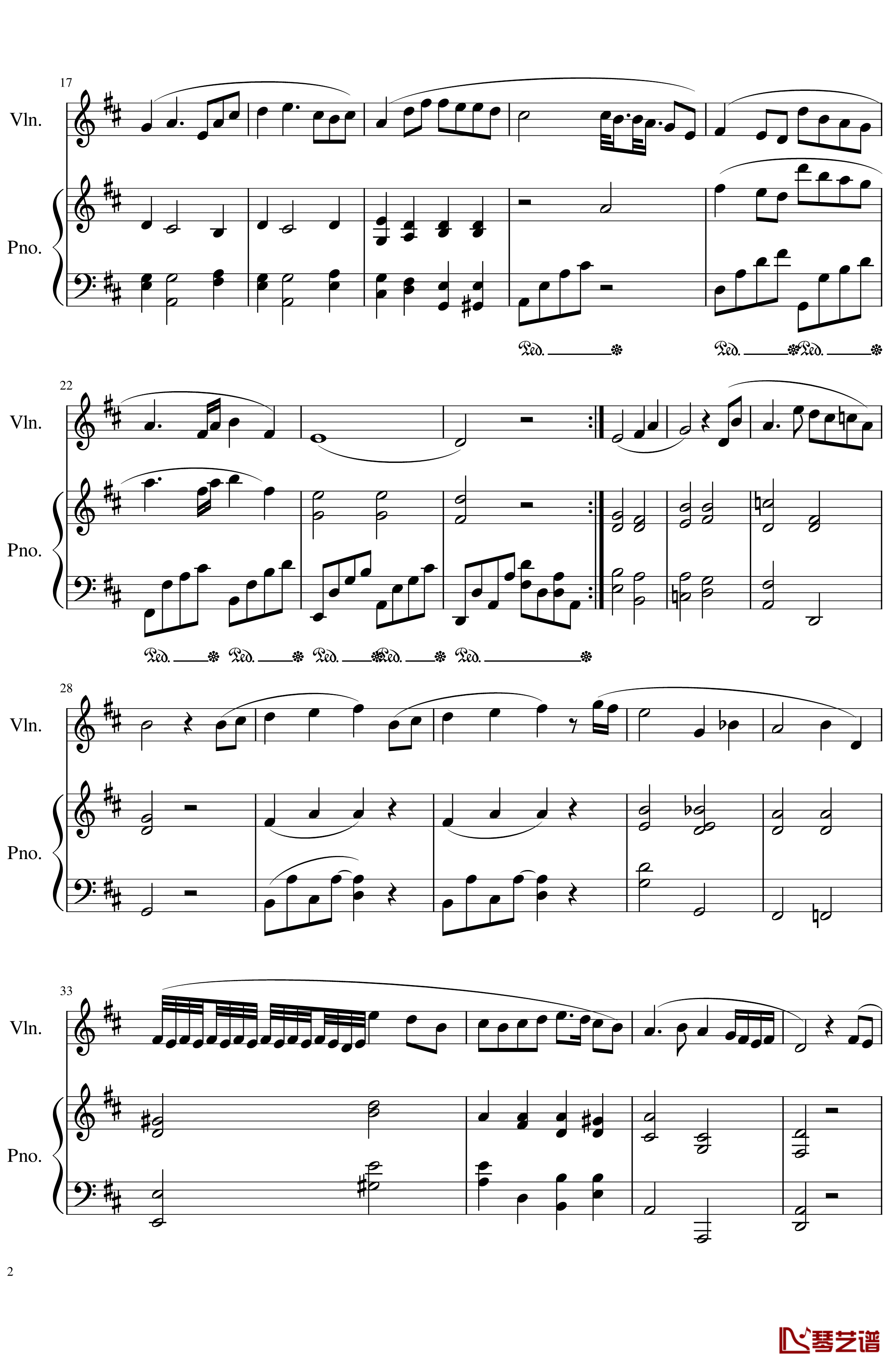 Andante for piano and violin, Op.100b钢琴谱-一个球2