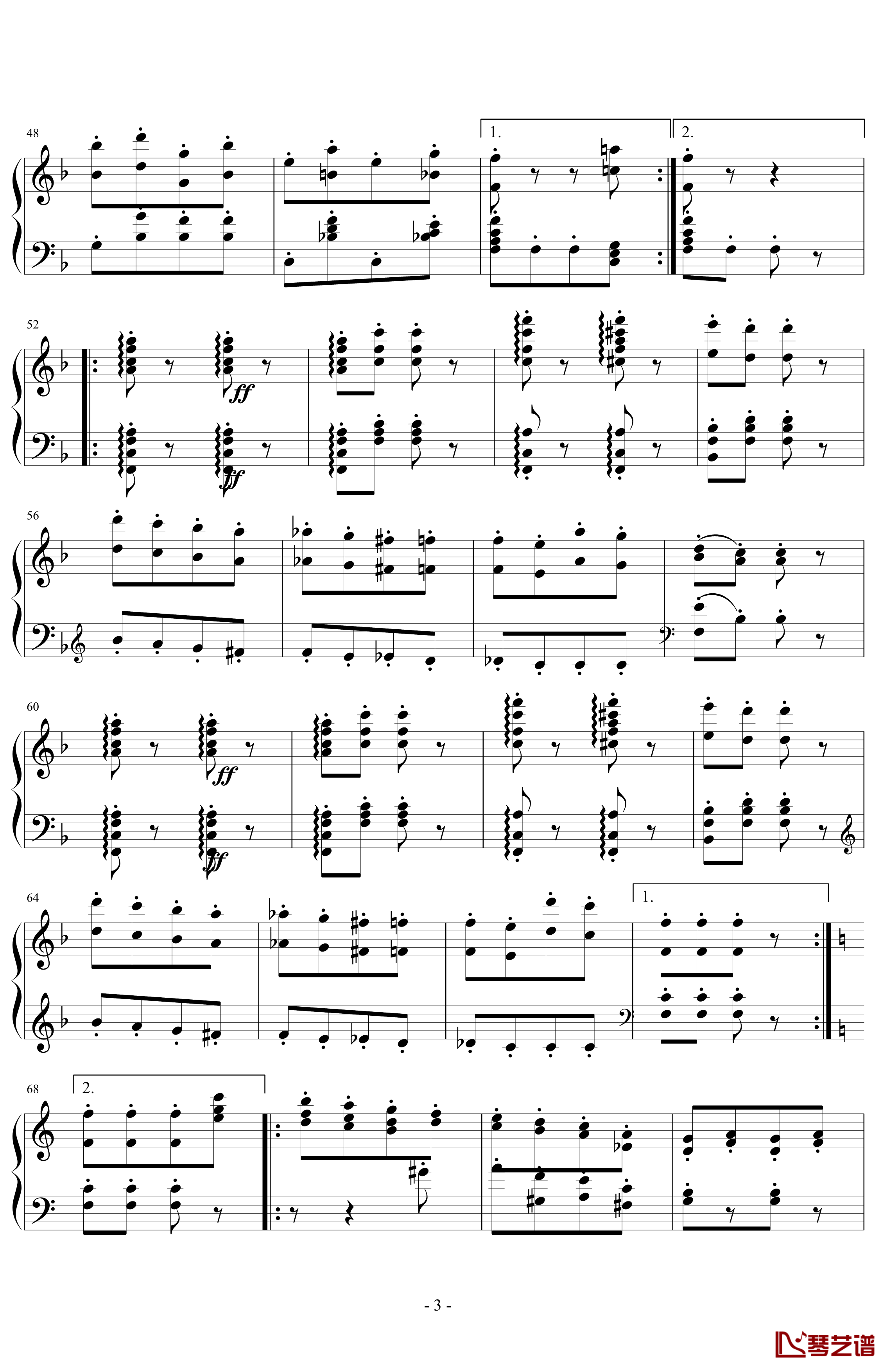拨弦波尔卡钢琴谱-独奏版-世界名曲3